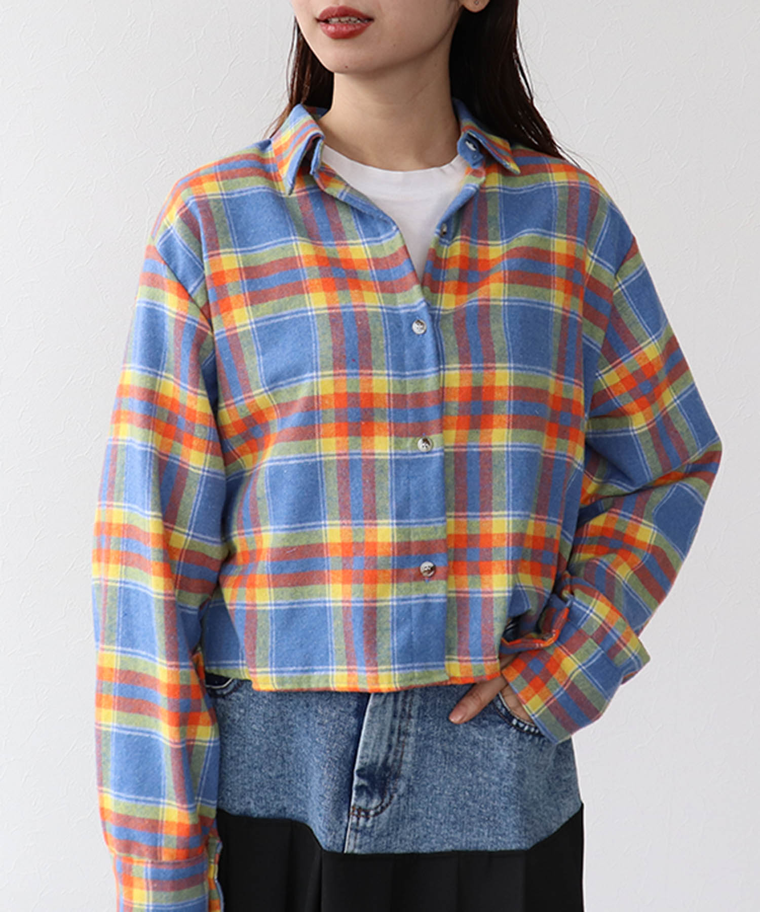 チェック柄ショートシャツ