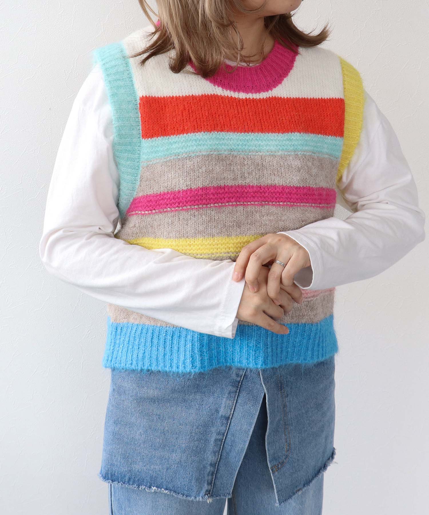 マルチカラーボーダーベスト