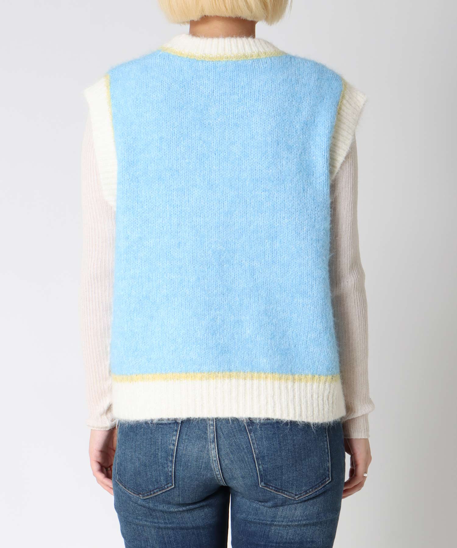 バイカラーニットベスト