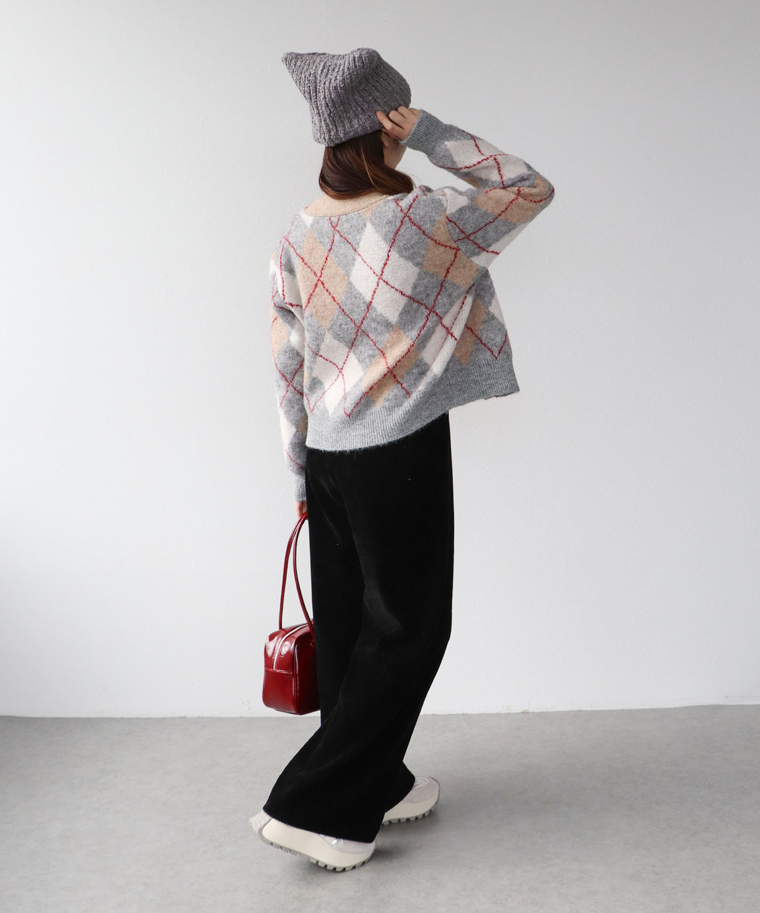 アーガイル柄カーディガン