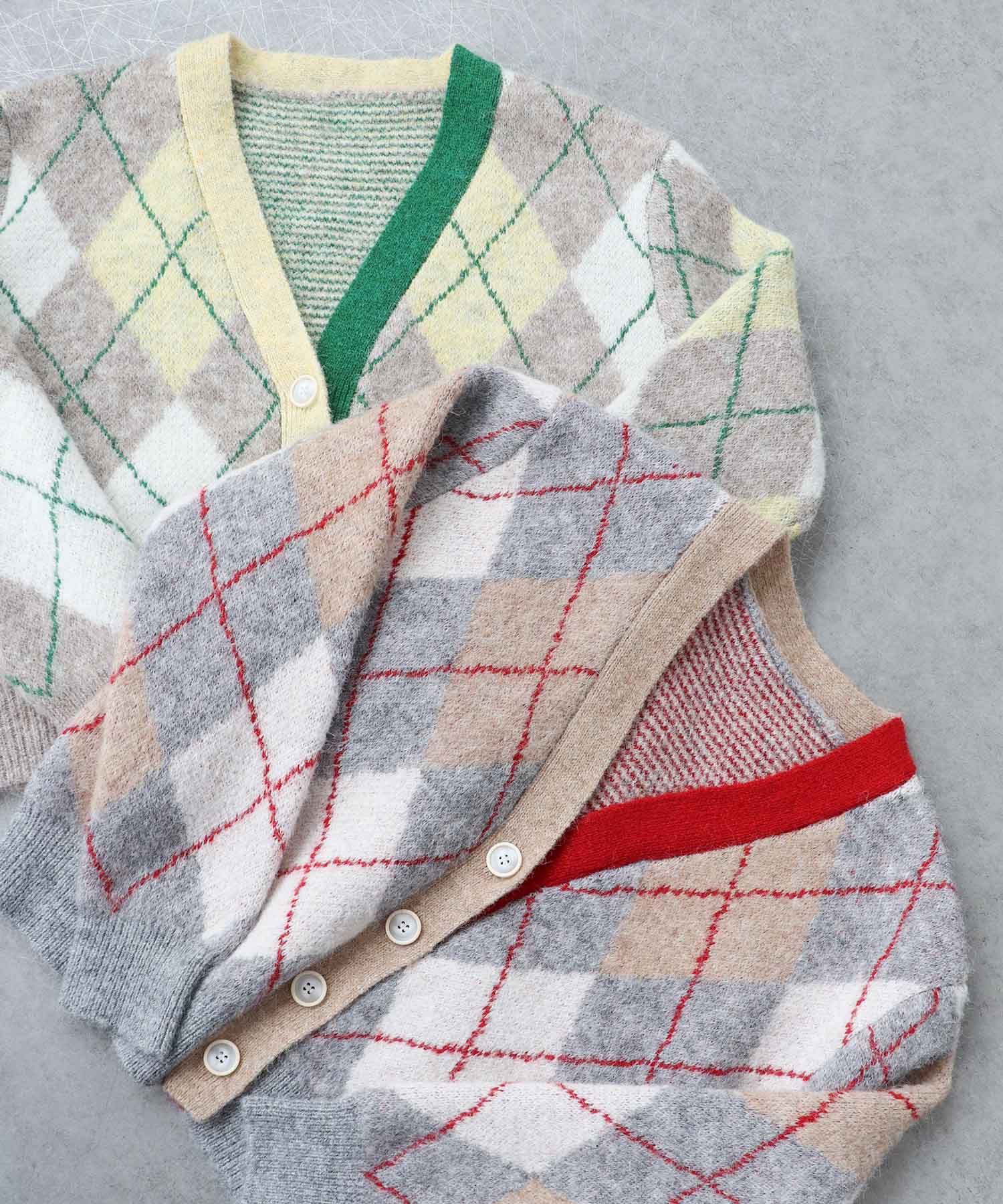 アーガイル柄カーディガン