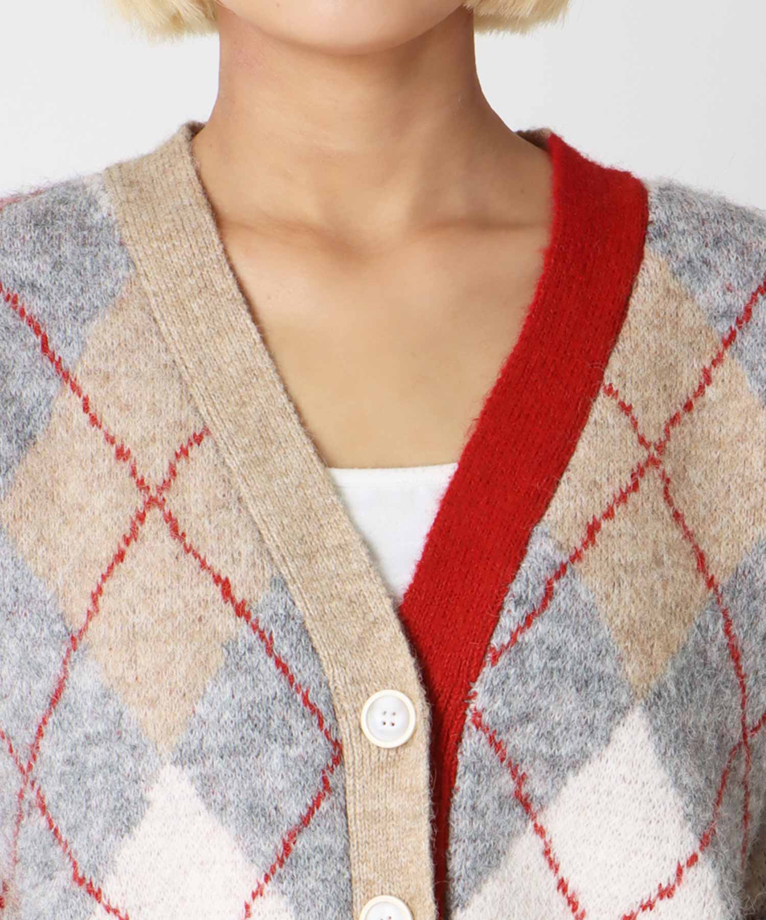 アーガイル柄カーディガン