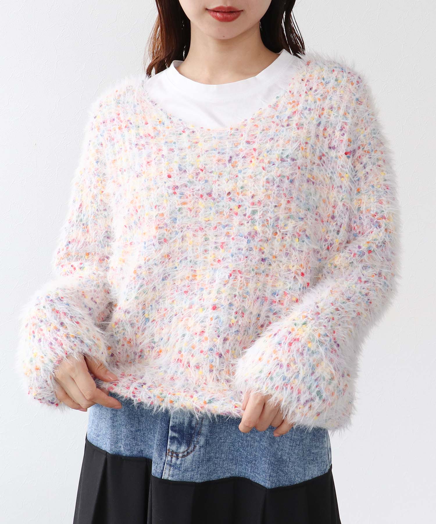 ポコポコMIXヤーンニットプルオーバー