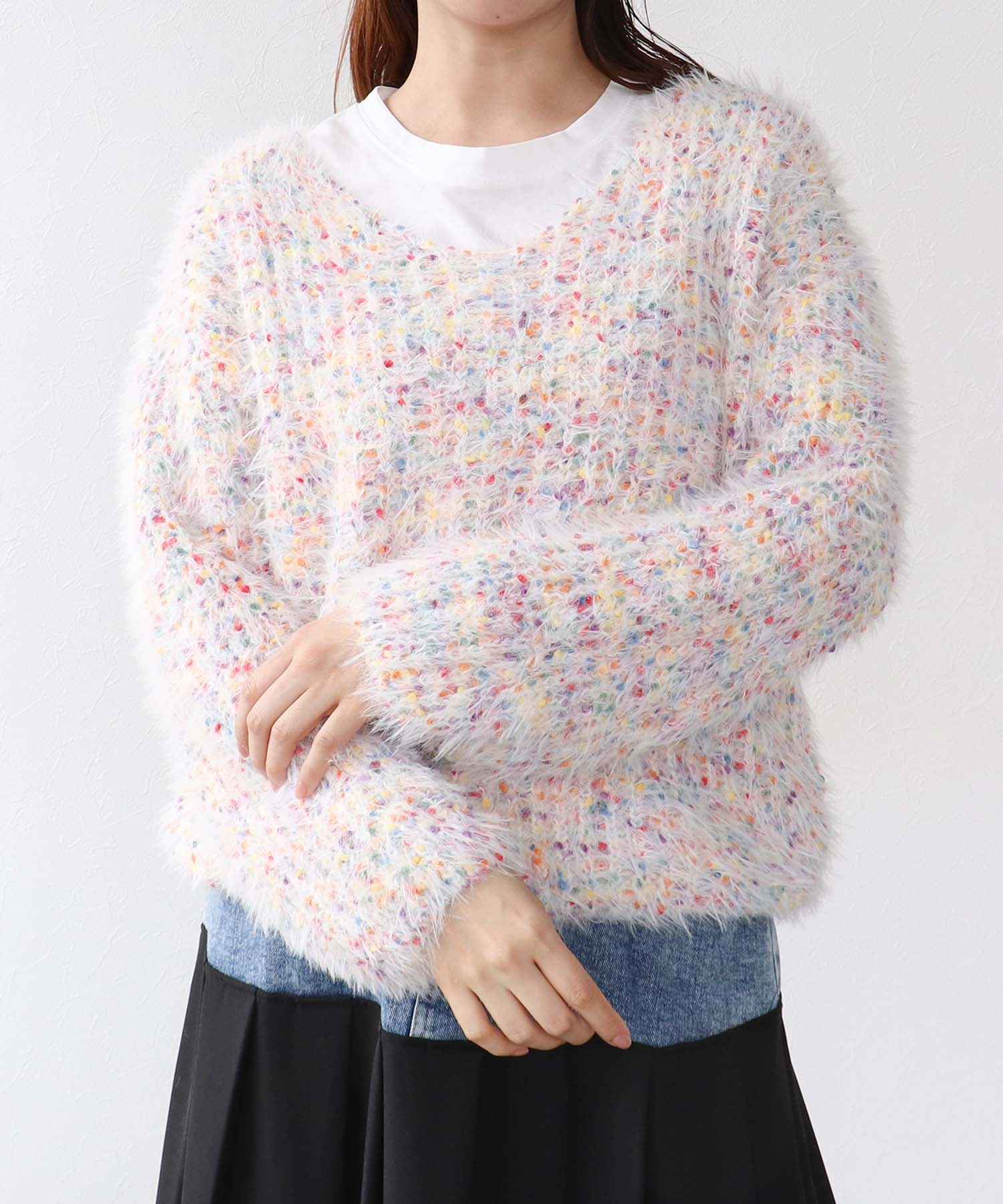 ポコポコMIXヤーンニットプルオーバー