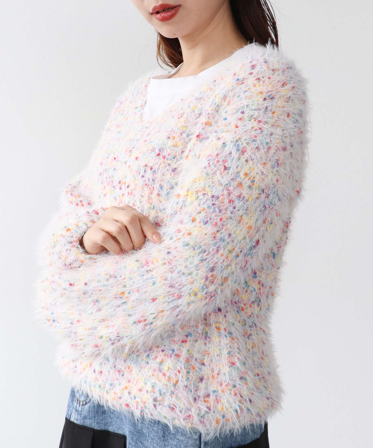 ポコポコMIXヤーンニットプルオーバー