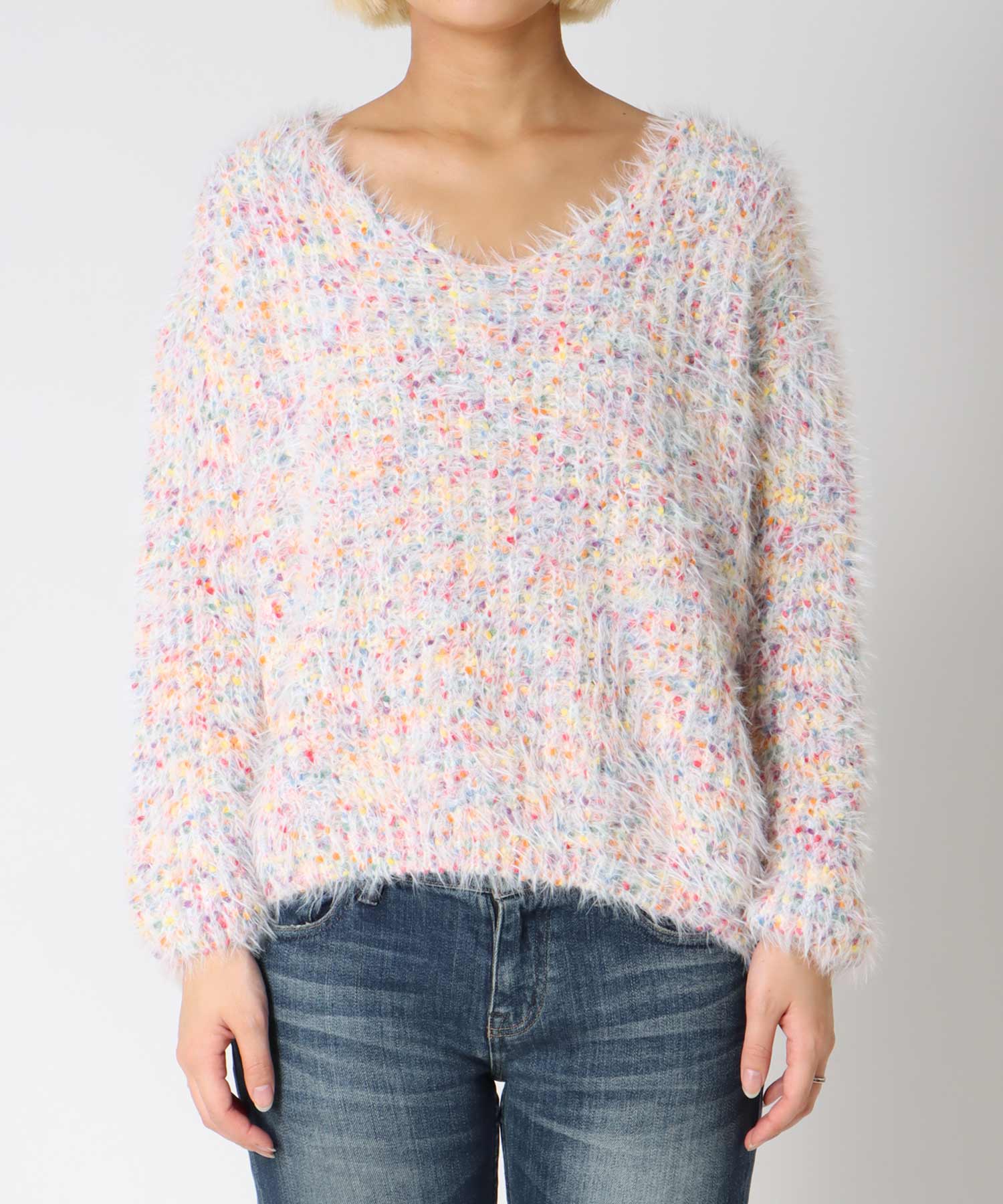 ポコポコMIXヤーンニットプルオーバー