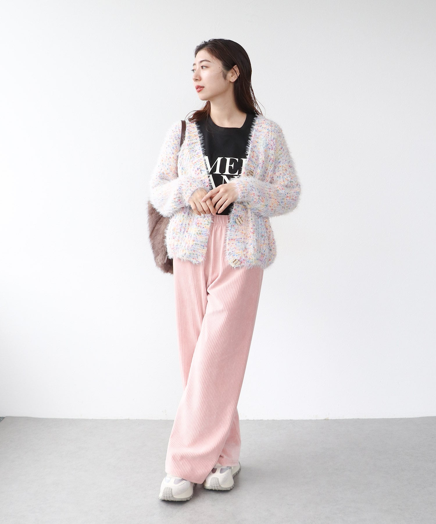 ポコポコMIXヤーンニットカーディガン