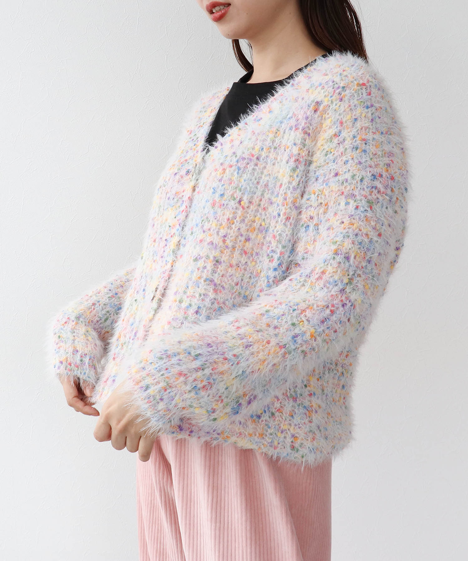 ポコポコMIXヤーンニットカーディガン