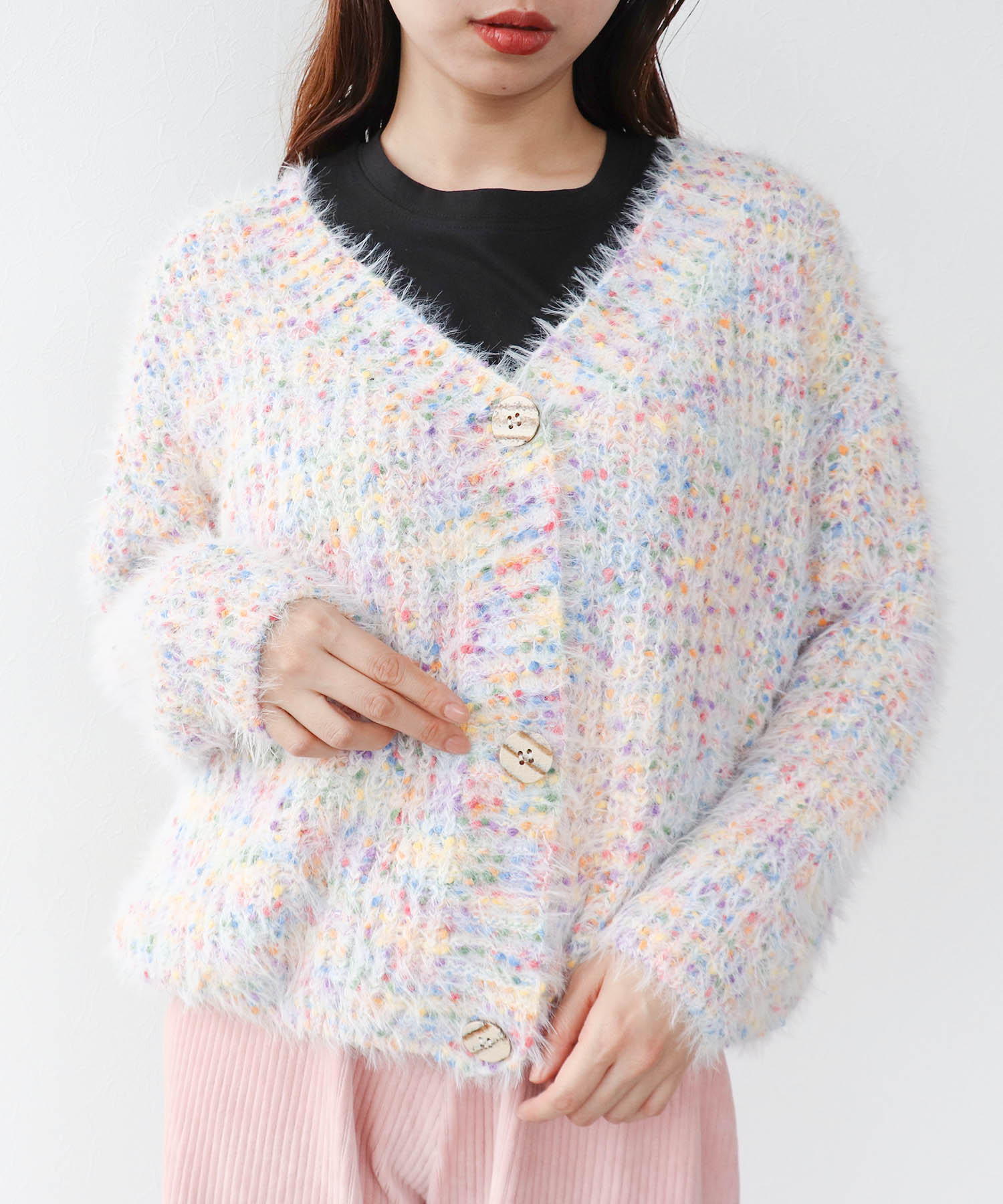 ポコポコMIXヤーンニットカーディガン