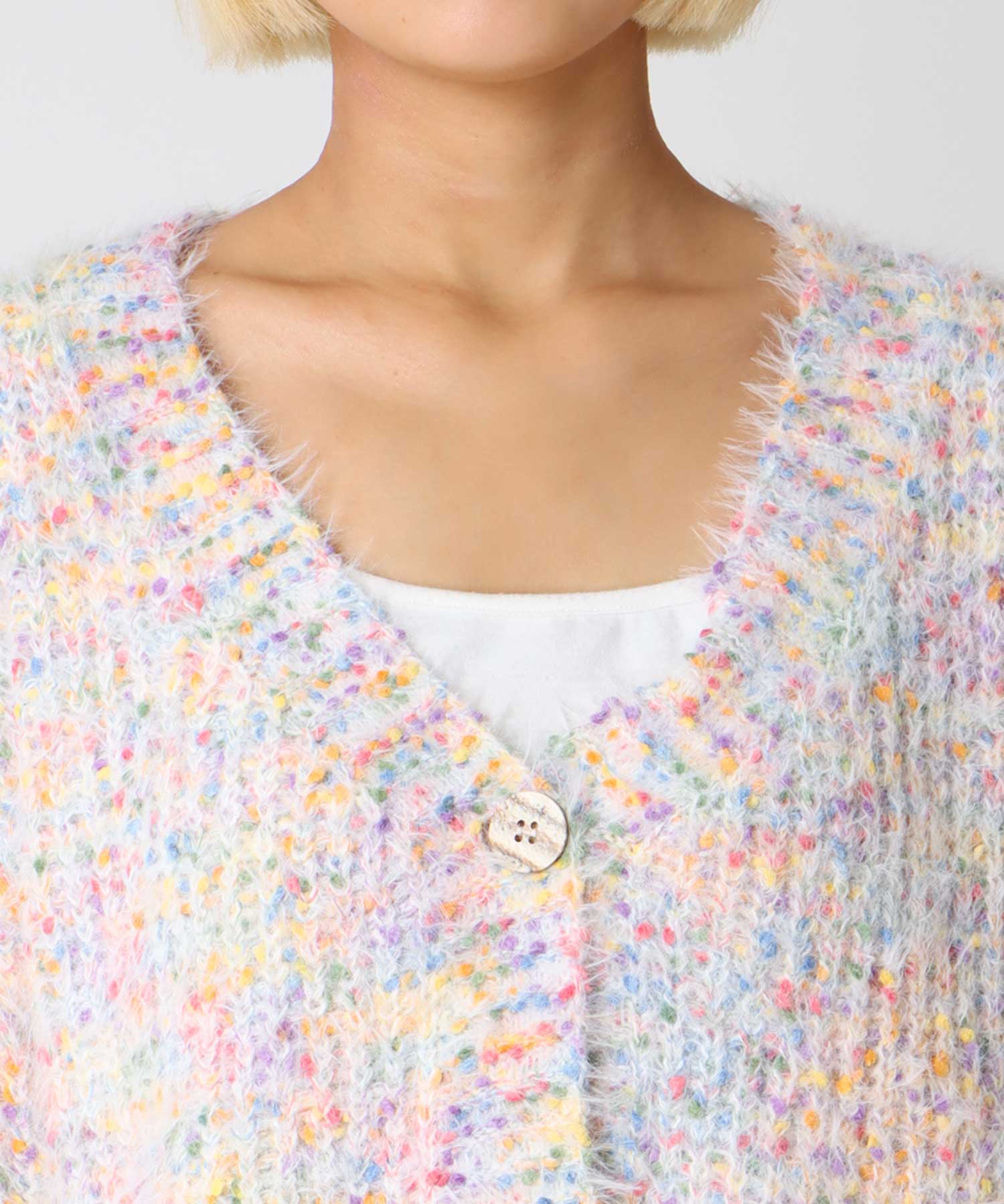 ポコポコMIXヤーンニットカーディガン