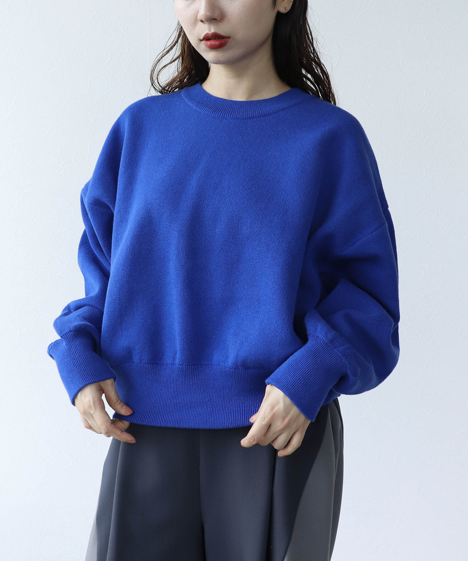 スウェットライククルーネックプルオーバー