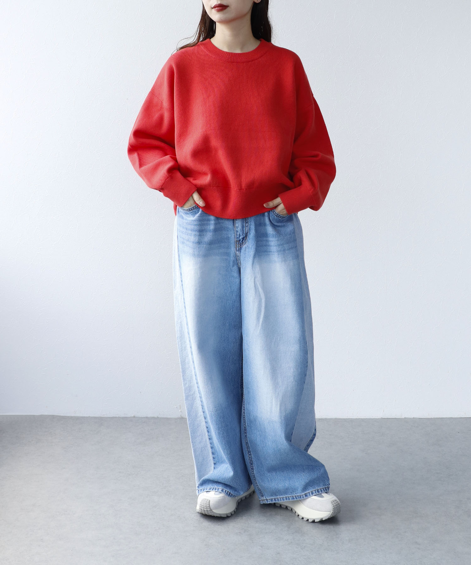 スウェットライククルーネックプルオーバー