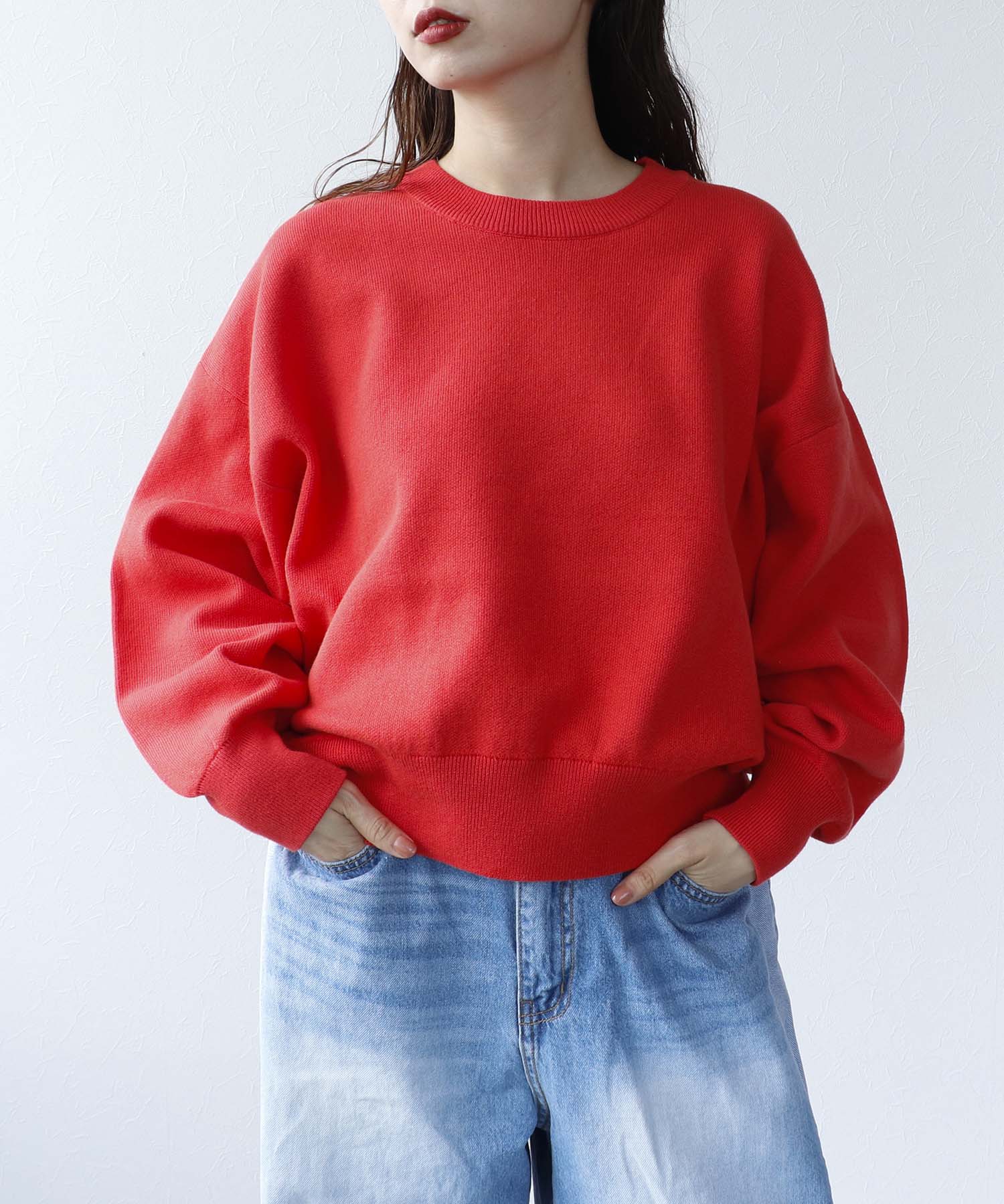 スウェットライククルーネックプルオーバー