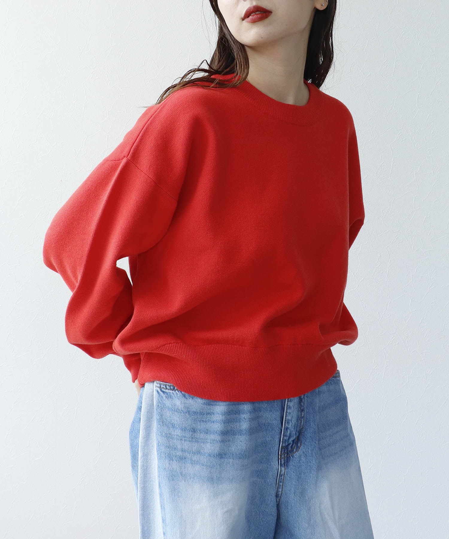 スウェットライククルーネックプルオーバー