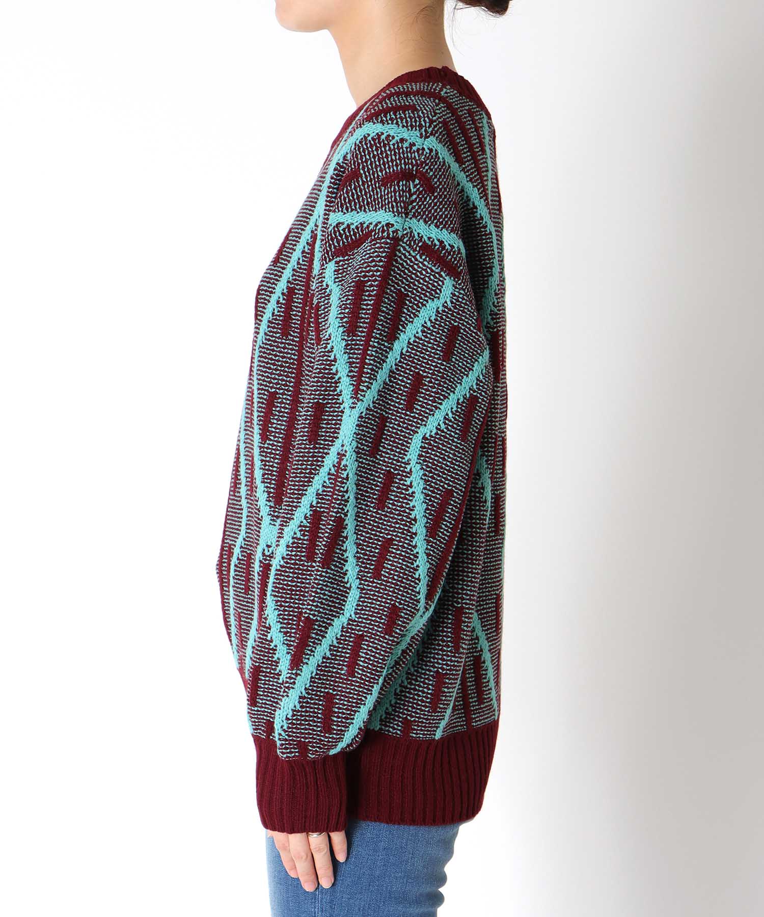 格子柄クルーネックプルオーバー