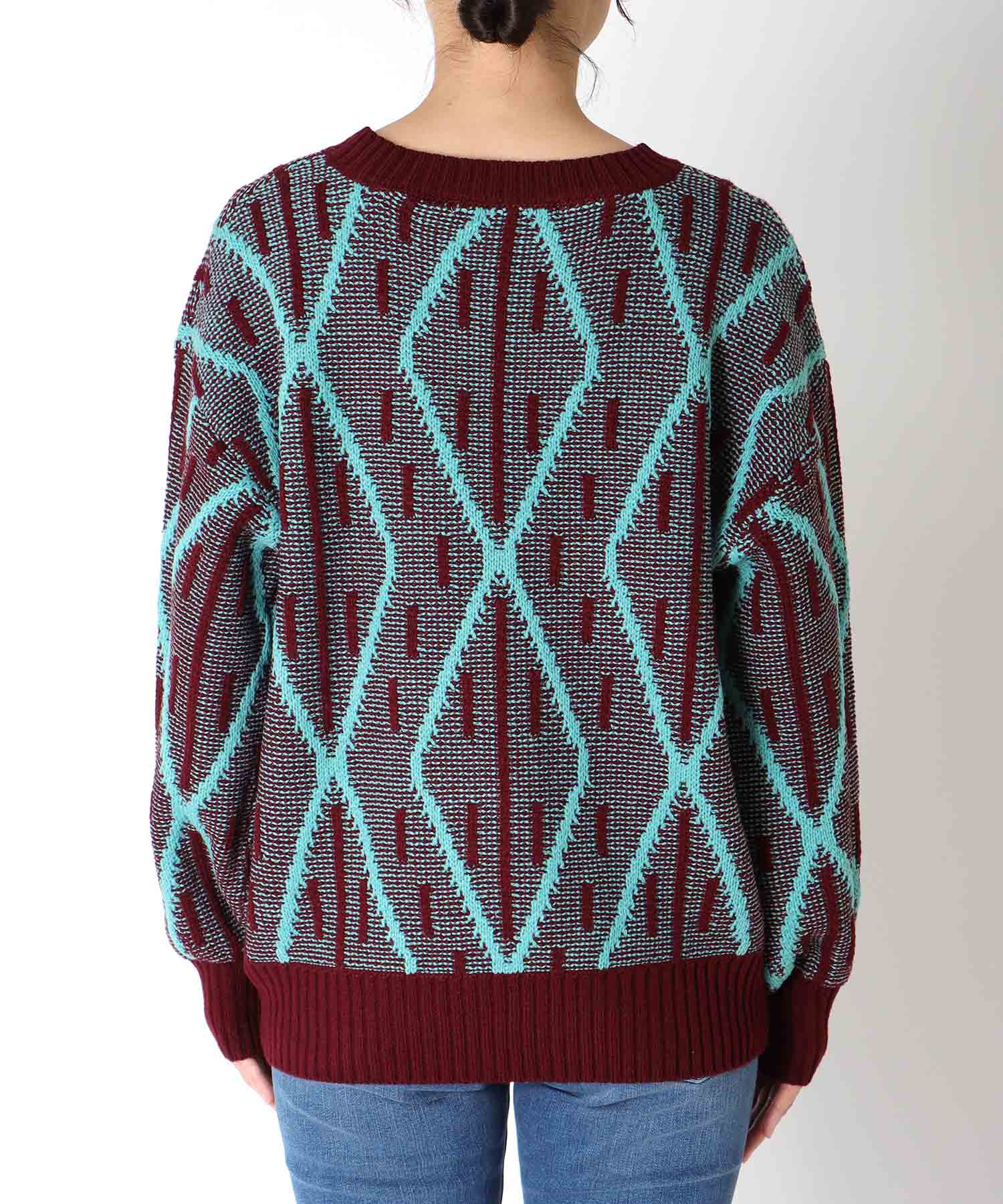 格子柄クルーネックプルオーバー