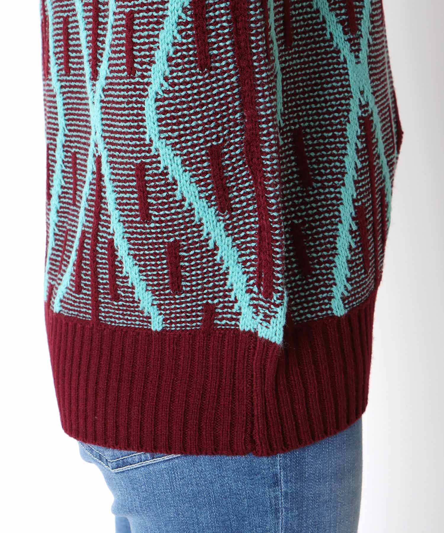 格子柄クルーネックプルオーバー