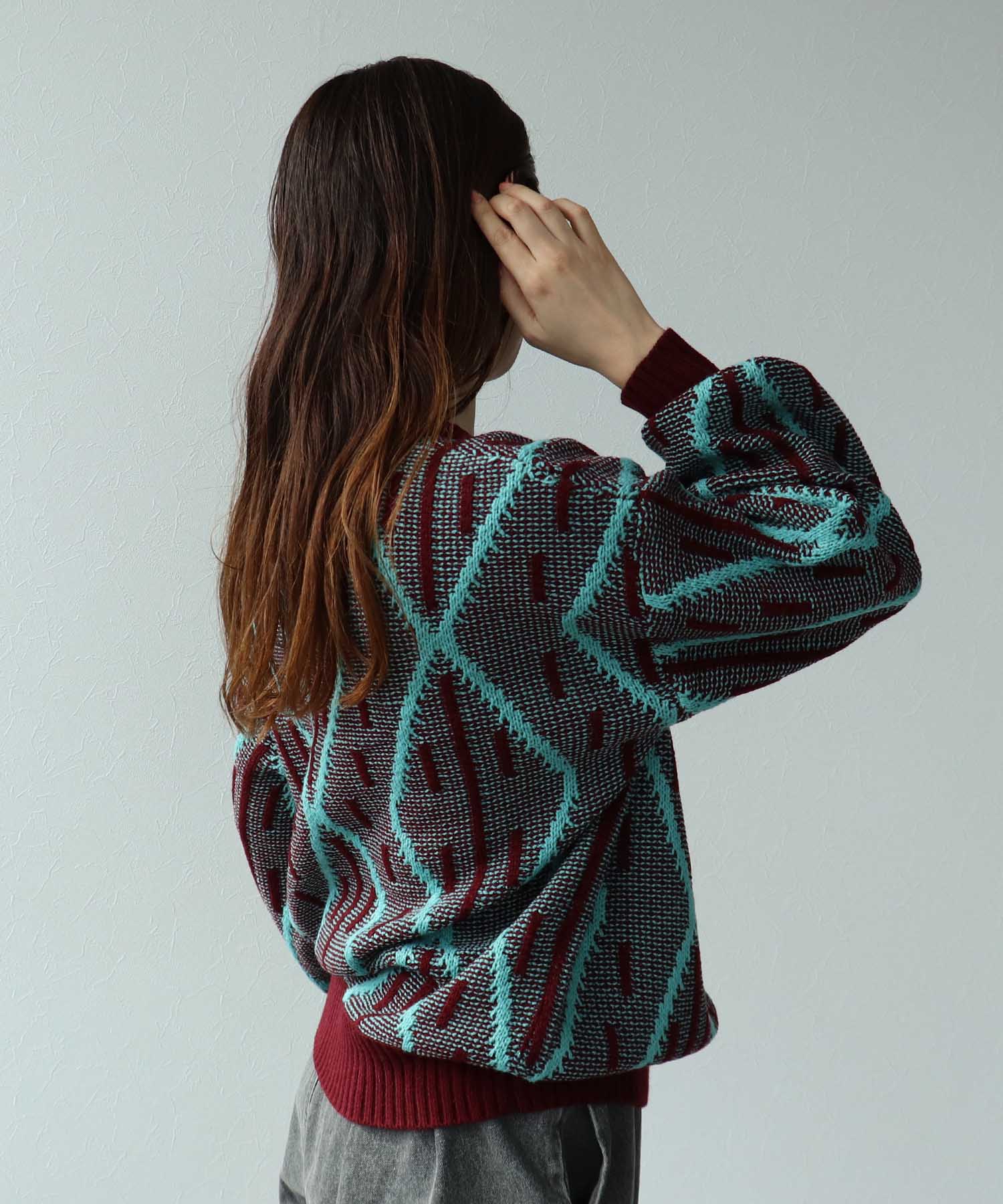 格子柄クルーネックプルオーバー