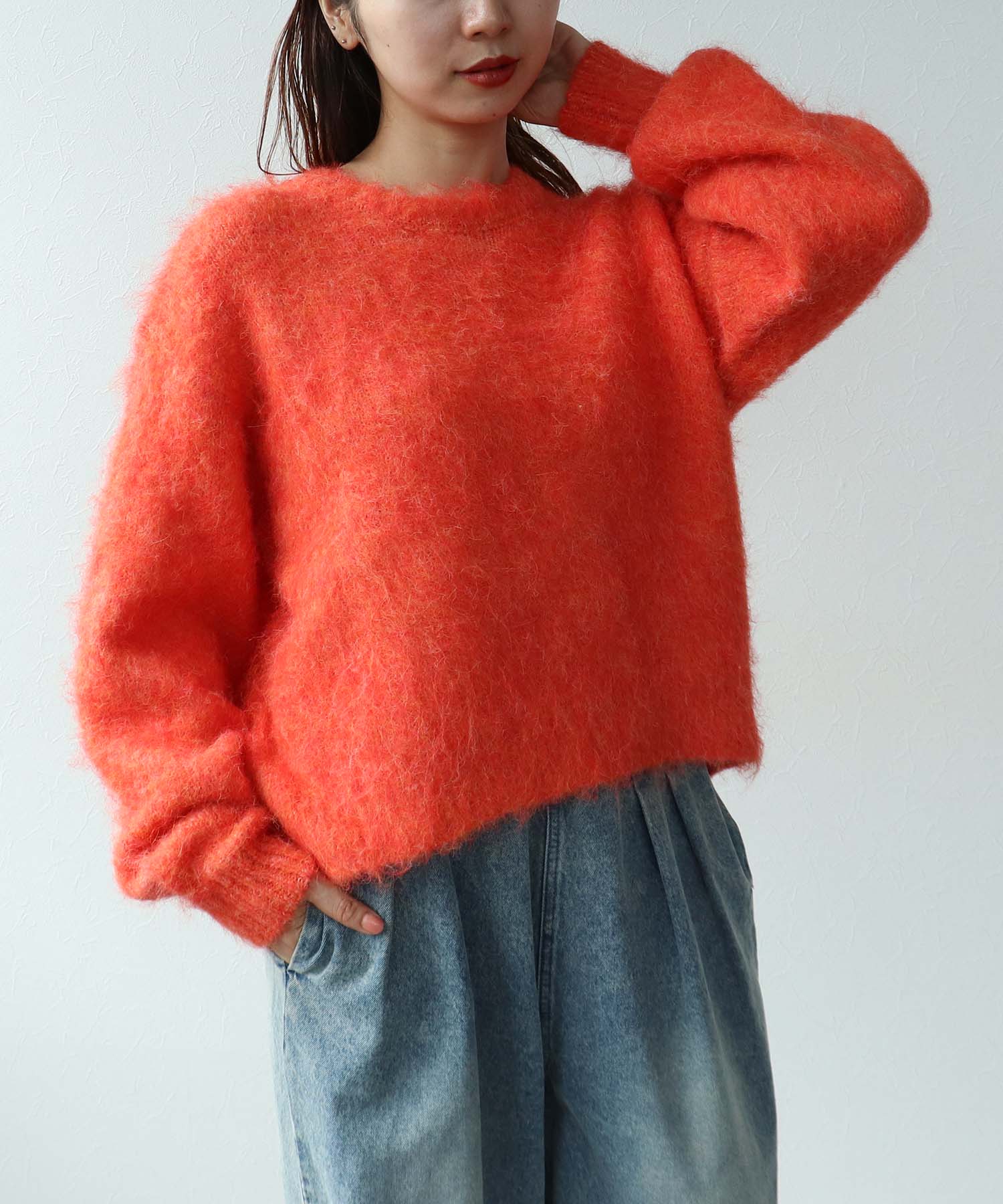 【WEB先行販売】シャギーショート丈クルーネックプルオーバー