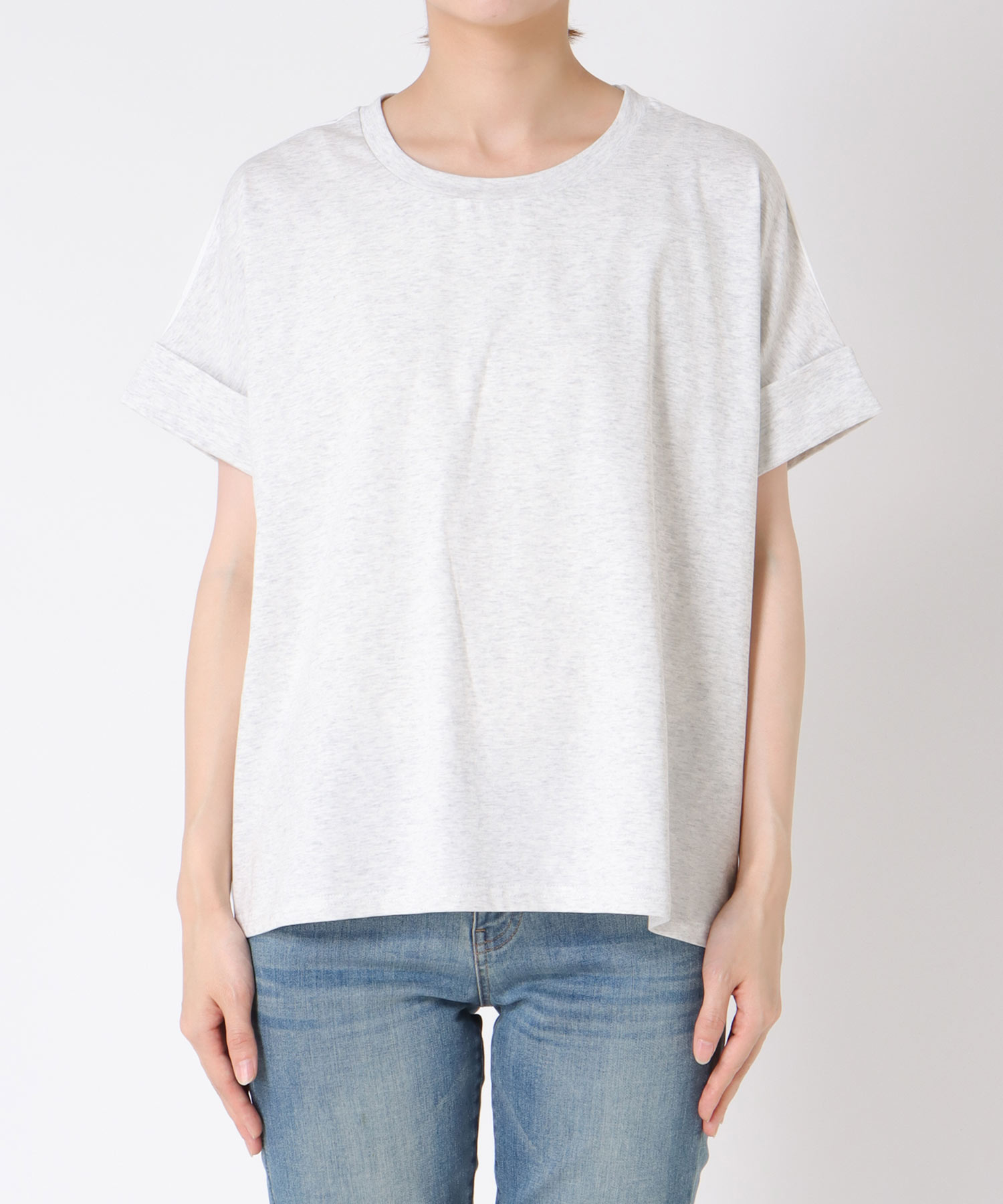 バックプリント異素材バイカラーTシャツ