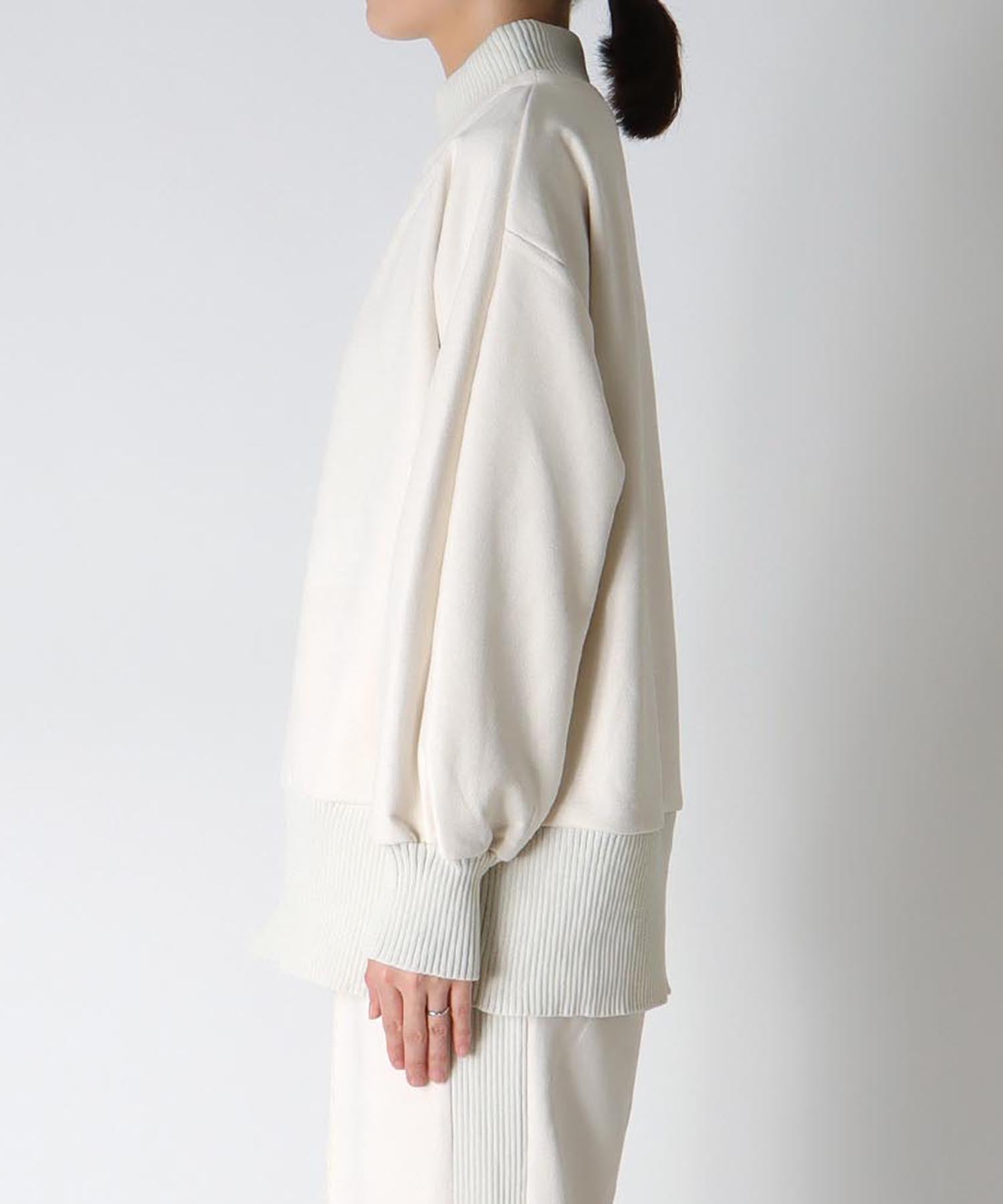 スエード×リブドルマンプルオーバー