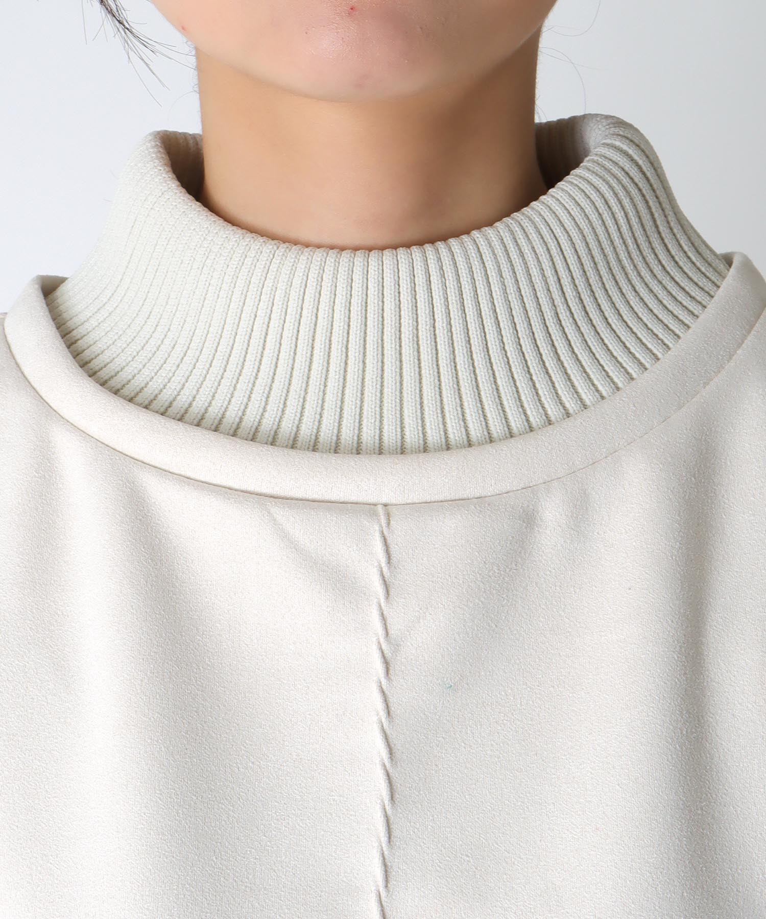 スエード×リブドルマンプルオーバー