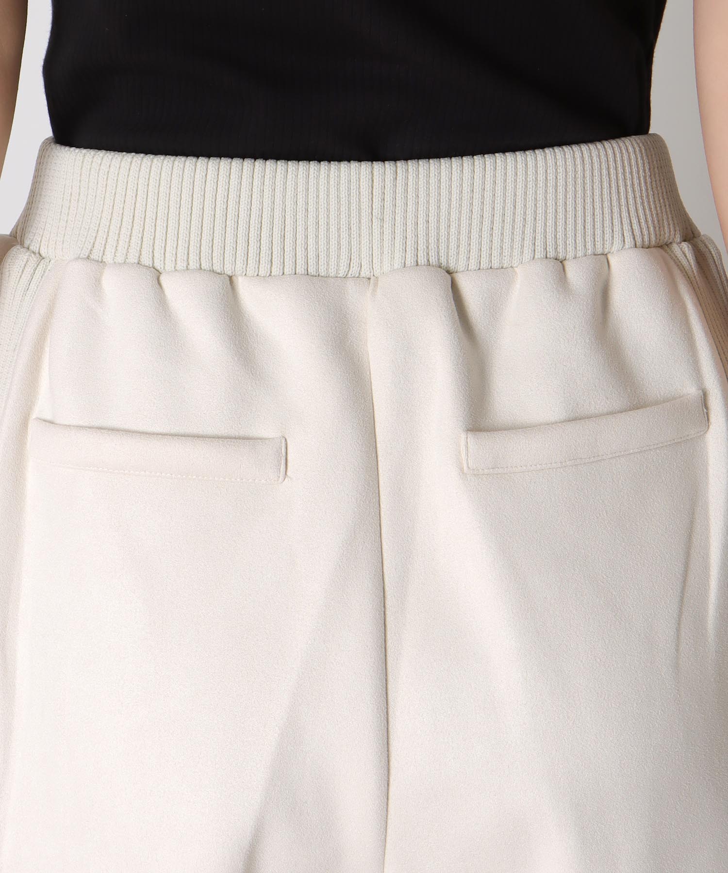 スエード×リブストレートパンツ