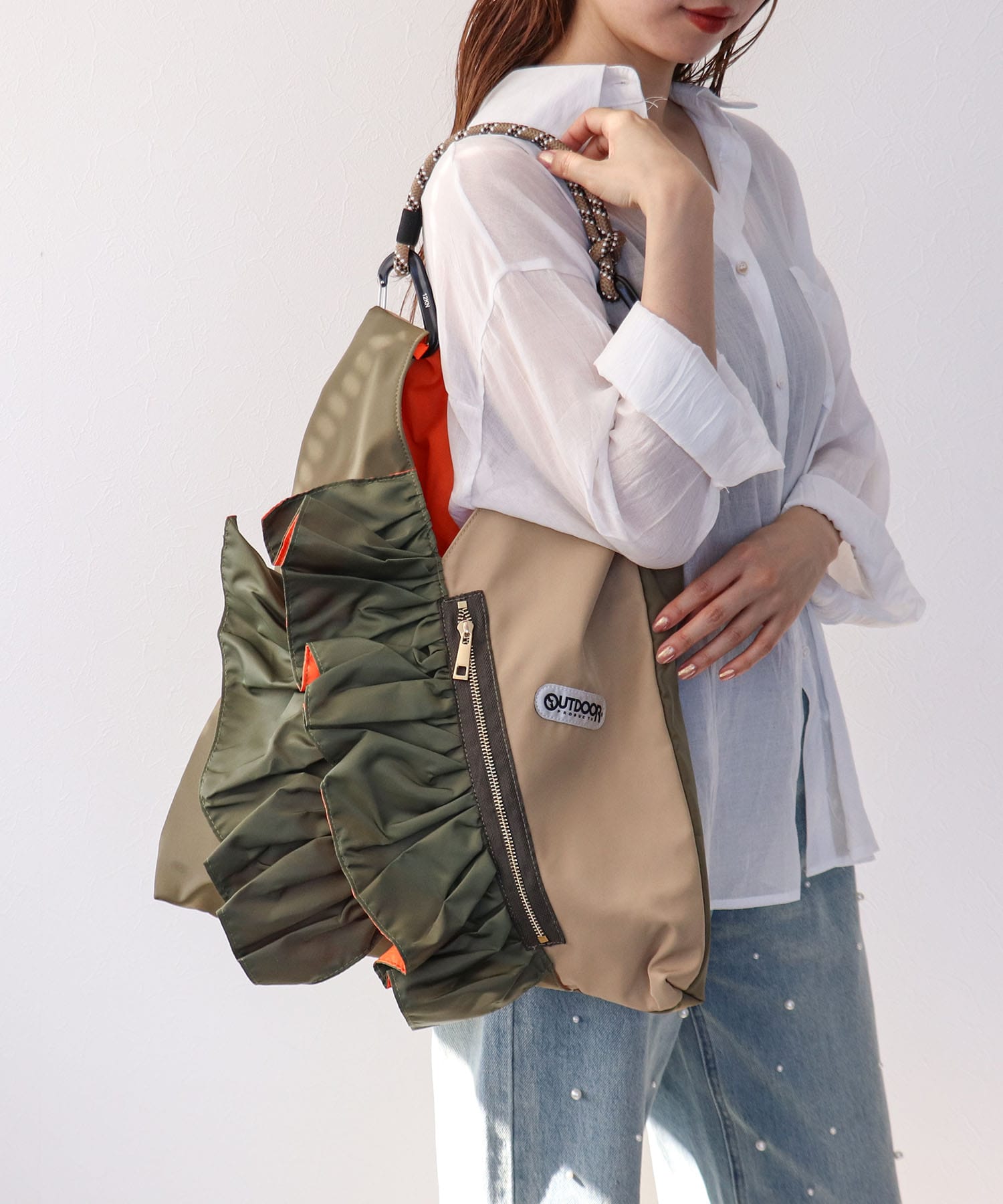 【WEB先行予約】RISLEY×OUTDOOR PRODUCTS バイカラートライアングルフリルバッグ