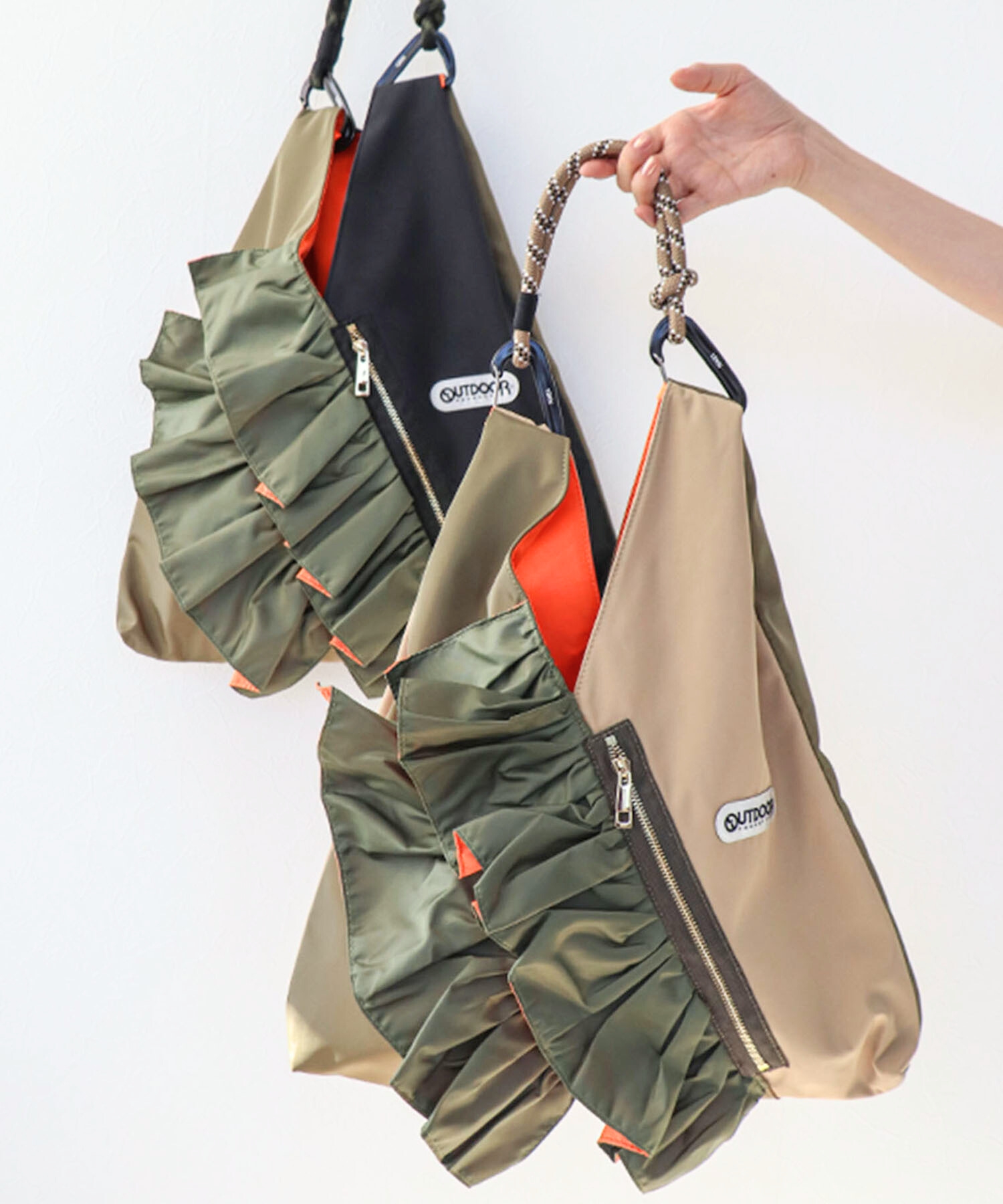 RISLEY×OUTDOOR PRODUCTS バイカラートライアングルフリルバッグ