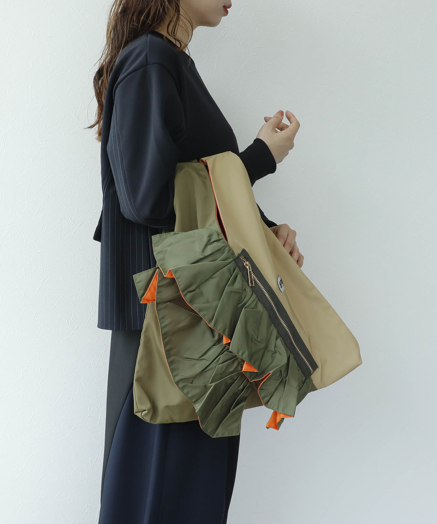 RISLEY×OUTDOOR PRODUCTS バイカラートライアングルフリルバッグ