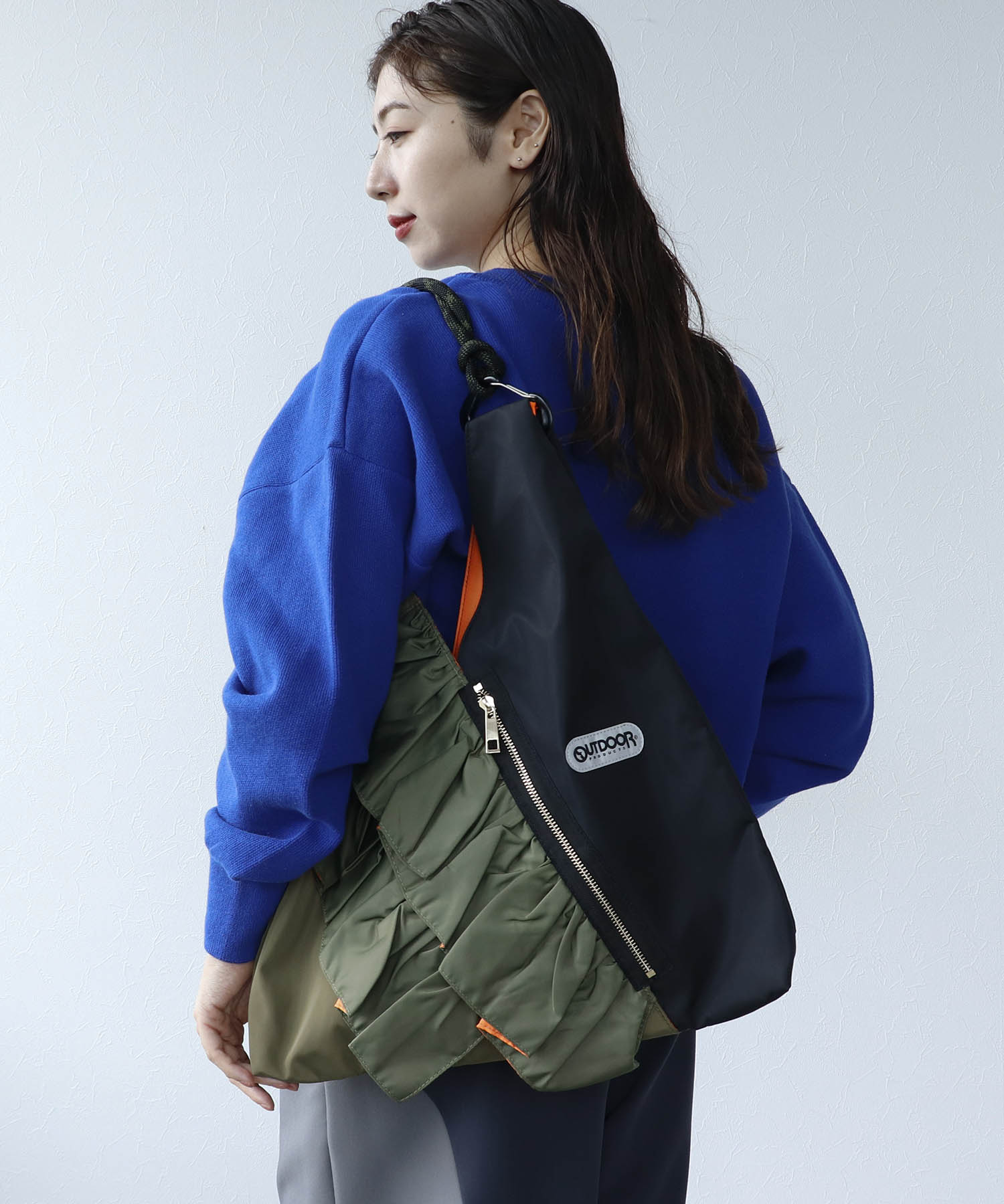 RISLEY×OUTDOOR PRODUCTS バイカラートライアングルフリルバッグ