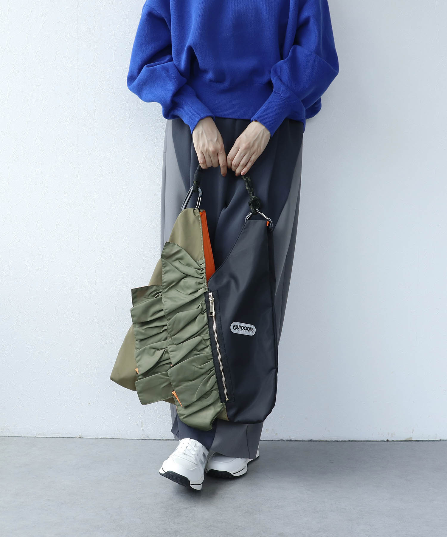 RISLEY×OUTDOOR PRODUCTS バイカラートライアングルフリルバッグ