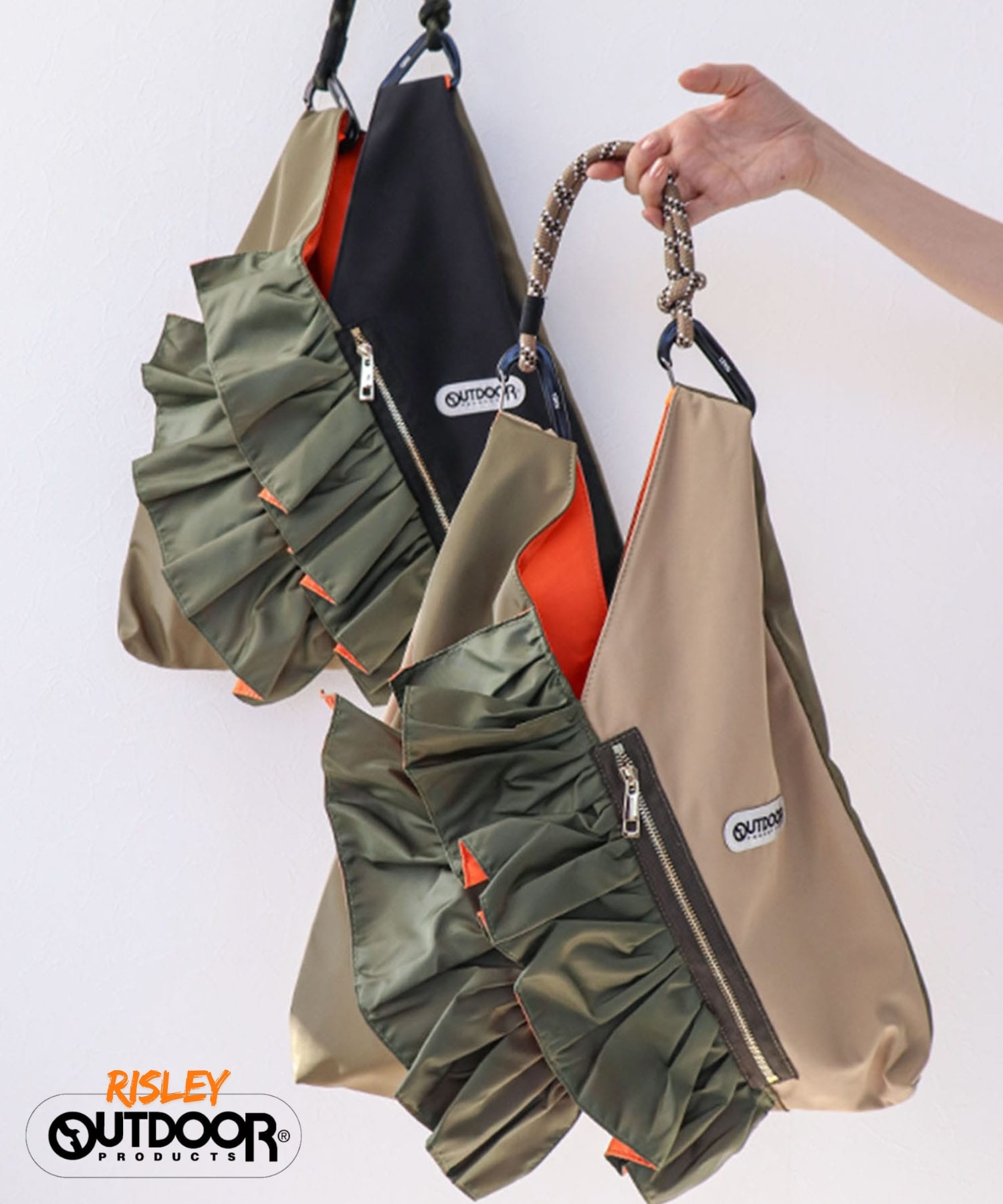 【WEB先行予約】RISLEY×OUTDOOR PRODUCTS バイカラートライアングルフリルバッグ
