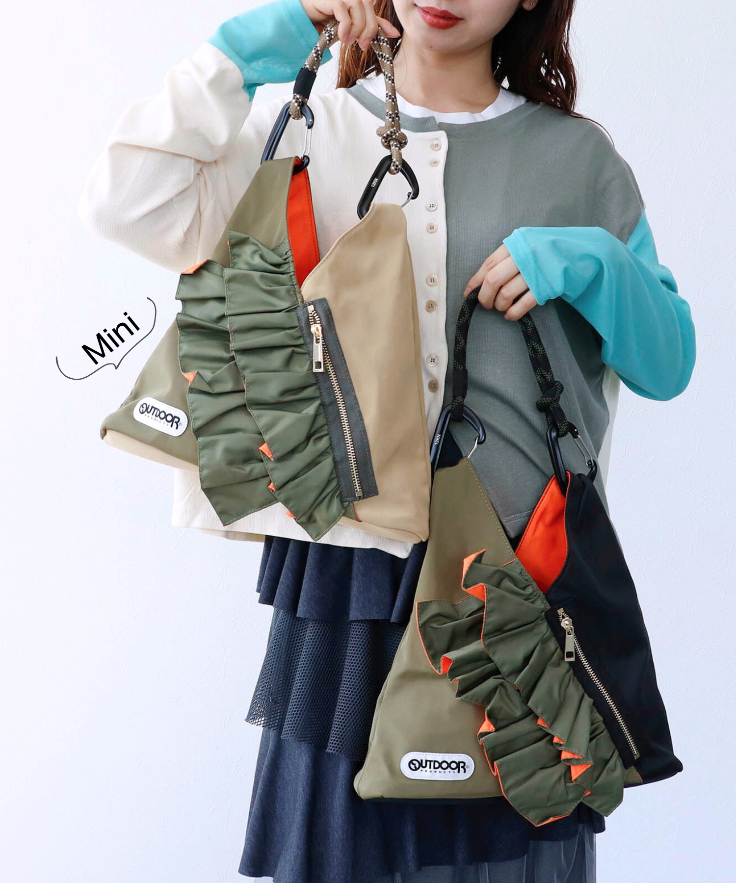 WEB先行販売【RISLEY×OUTDOOR PRODUCTS】miniバイカラーフリルバッグ