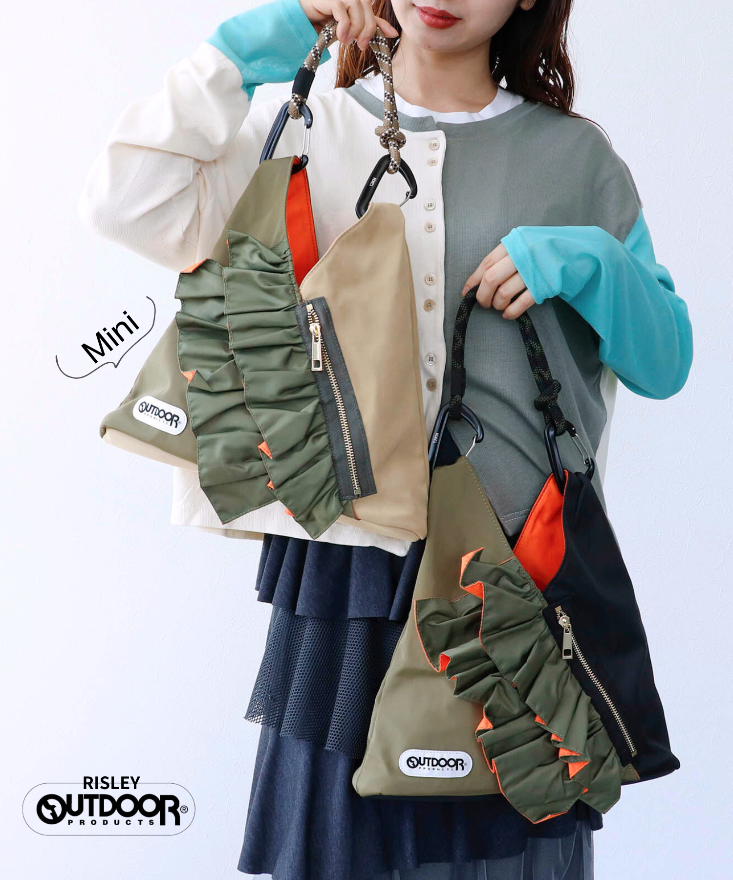 WEB先行販売【RISLEY×OUTDOOR PRODUCTS】miniバイカラーフリルバッグ