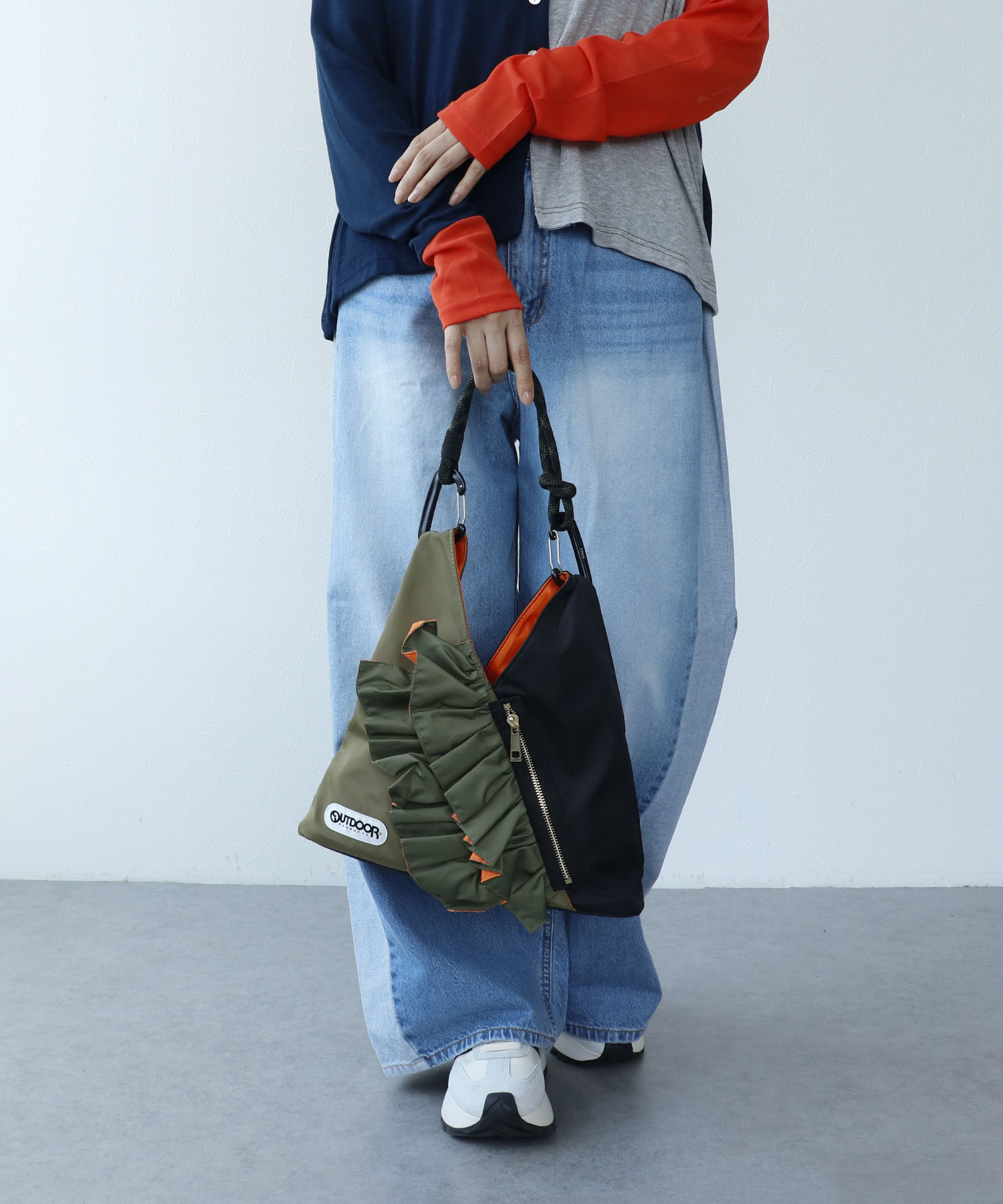 WEB先行販売【RISLEY×OUTDOOR PRODUCTS】miniバイカラーフリルバッグ