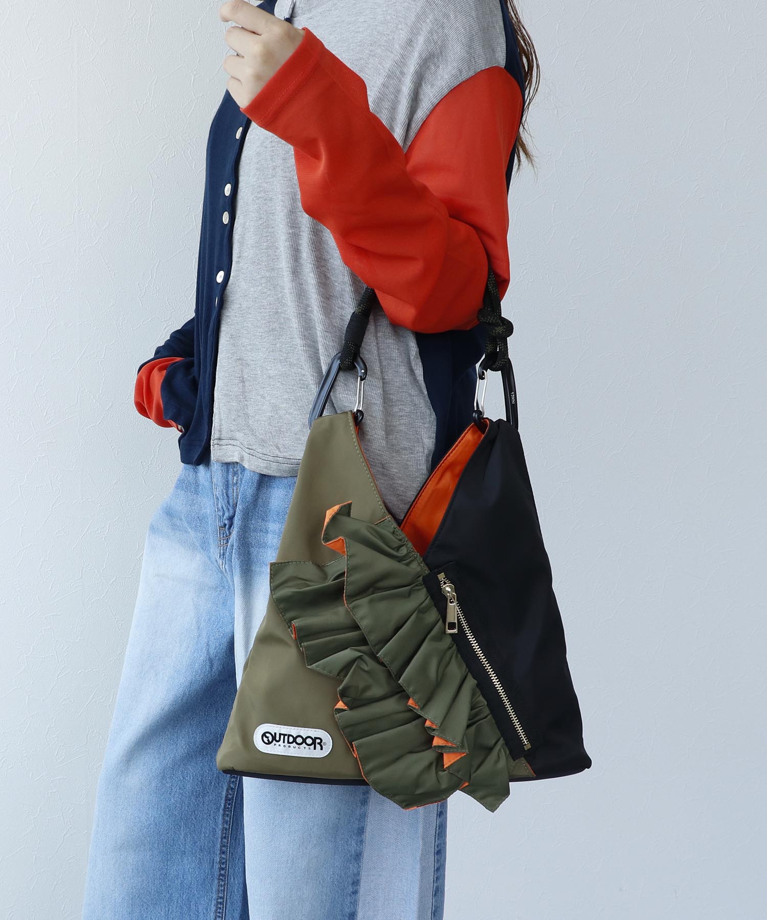 WEB先行販売【RISLEY×OUTDOOR PRODUCTS】miniバイカラーフリルバッグ