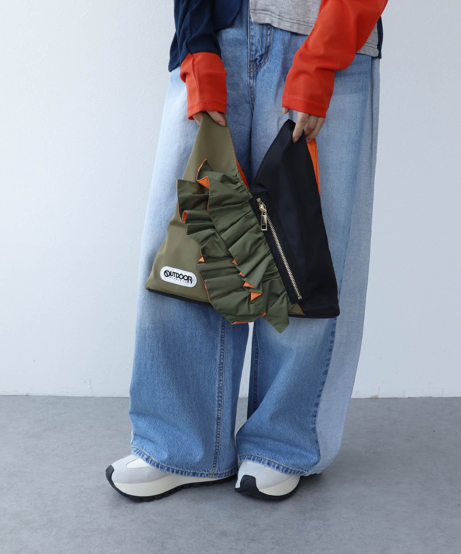 WEB先行販売【RISLEY×OUTDOOR PRODUCTS】miniバイカラーフリルバッグ