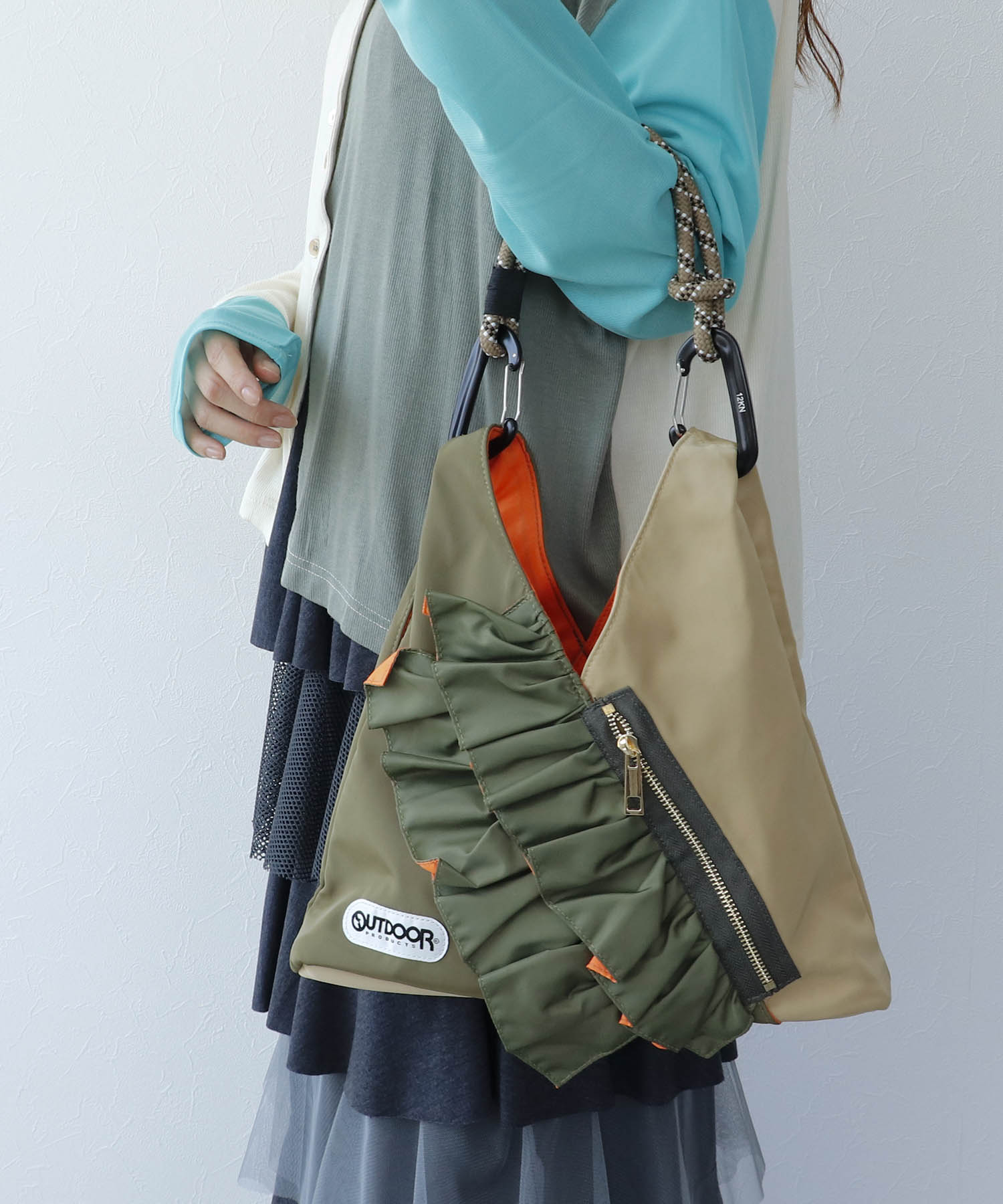 WEB先行販売【RISLEY×OUTDOOR PRODUCTS】miniバイカラーフリルバッグ