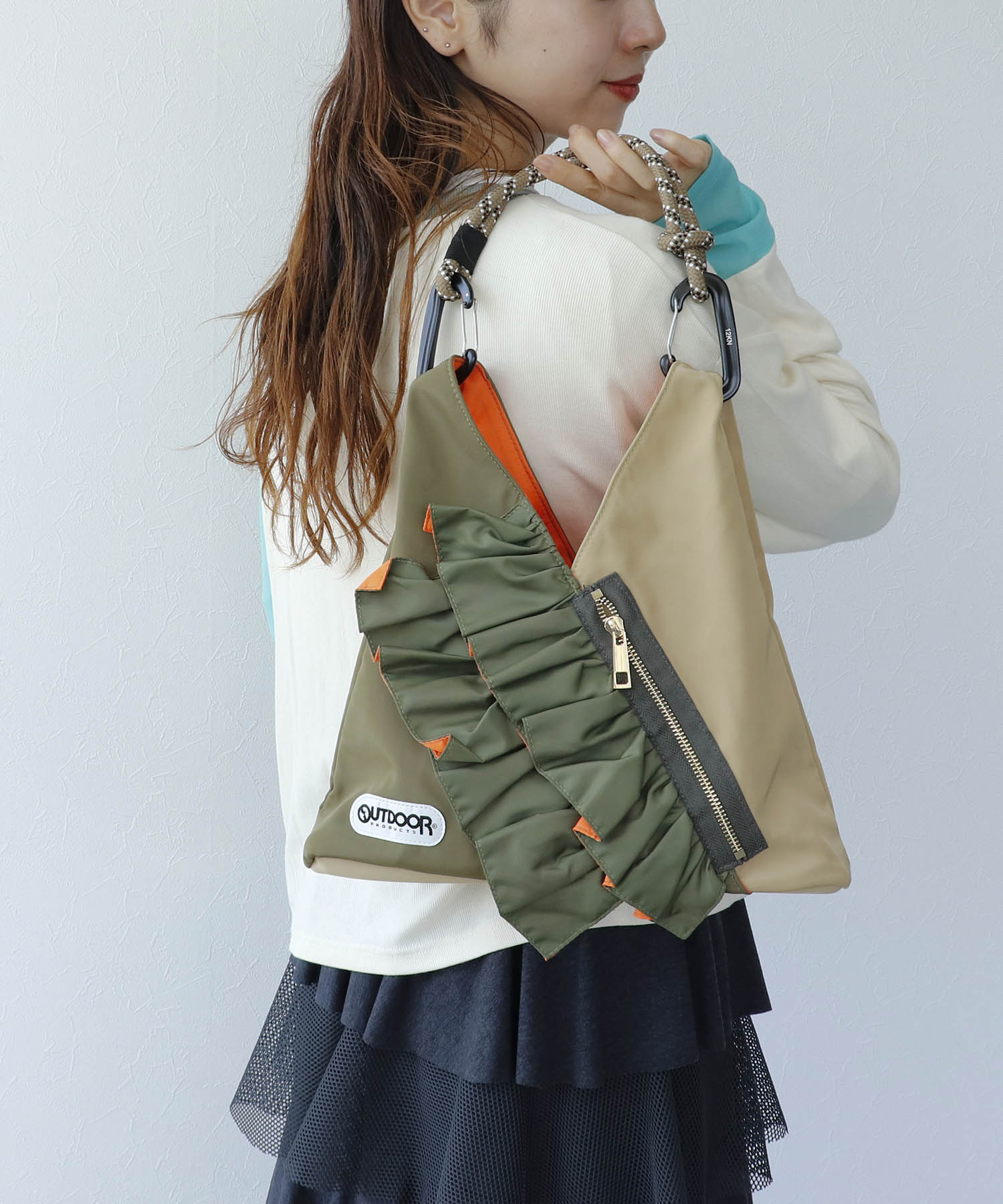 WEB先行販売【RISLEY×OUTDOOR PRODUCTS】miniバイカラーフリルバッグ