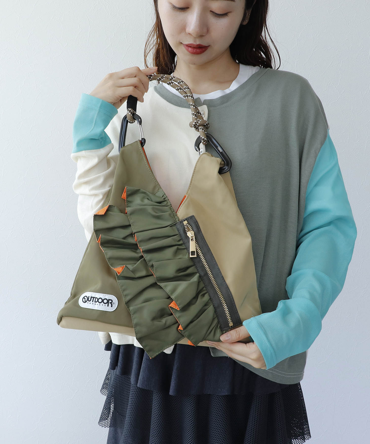 WEB先行販売【RISLEY×OUTDOOR PRODUCTS】miniバイカラーフリルバッグ