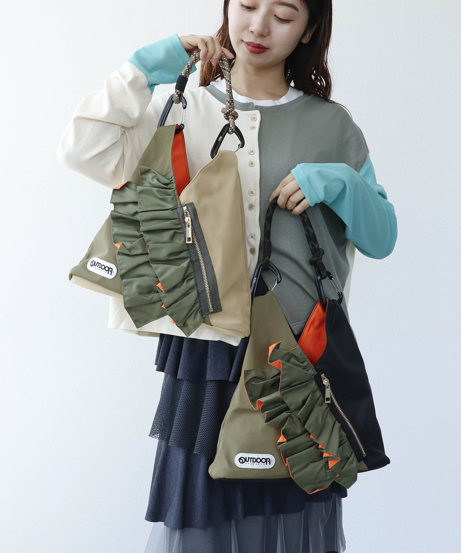WEB先行販売【RISLEY×OUTDOOR PRODUCTS】miniバイカラーフリルバッグ