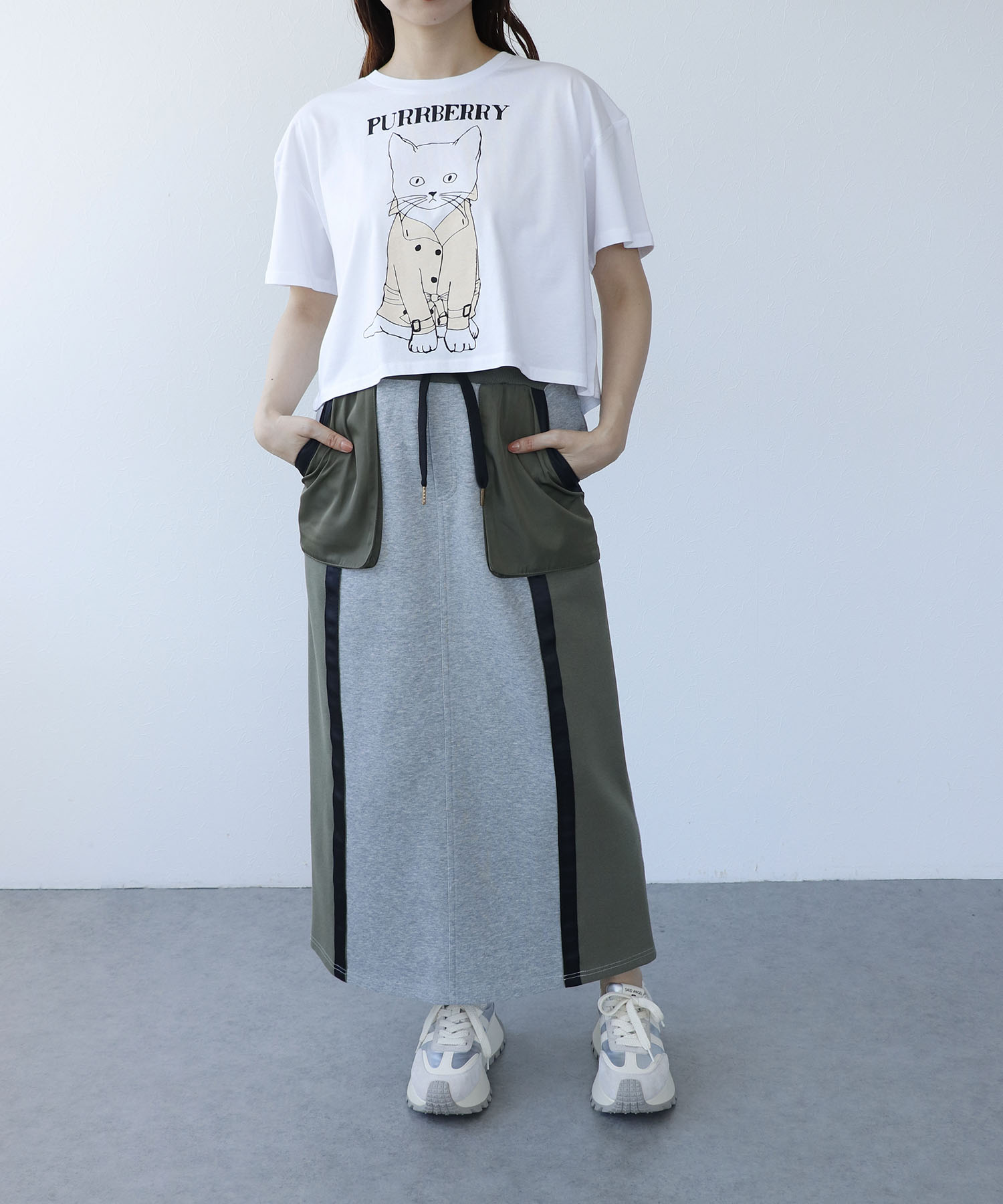 バックZIPバイカラースカート