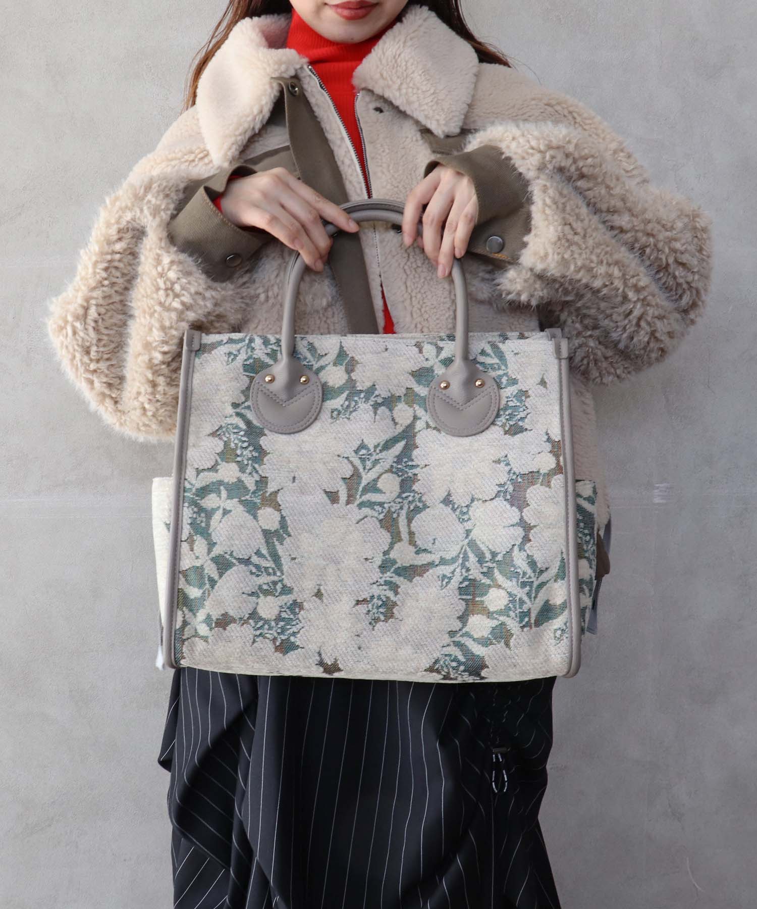 ジャガードスクエアトート