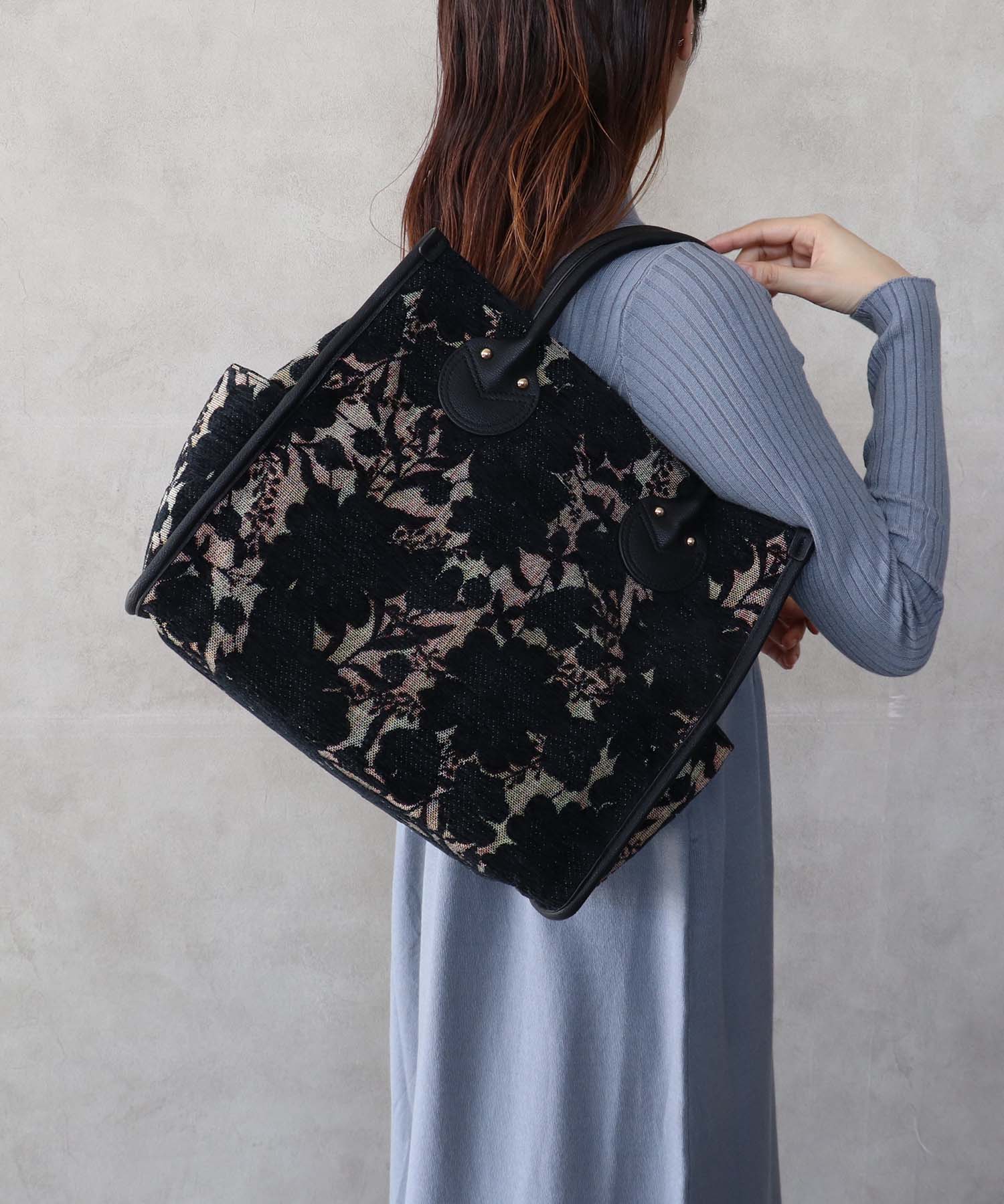 ジャガードスクエアトート