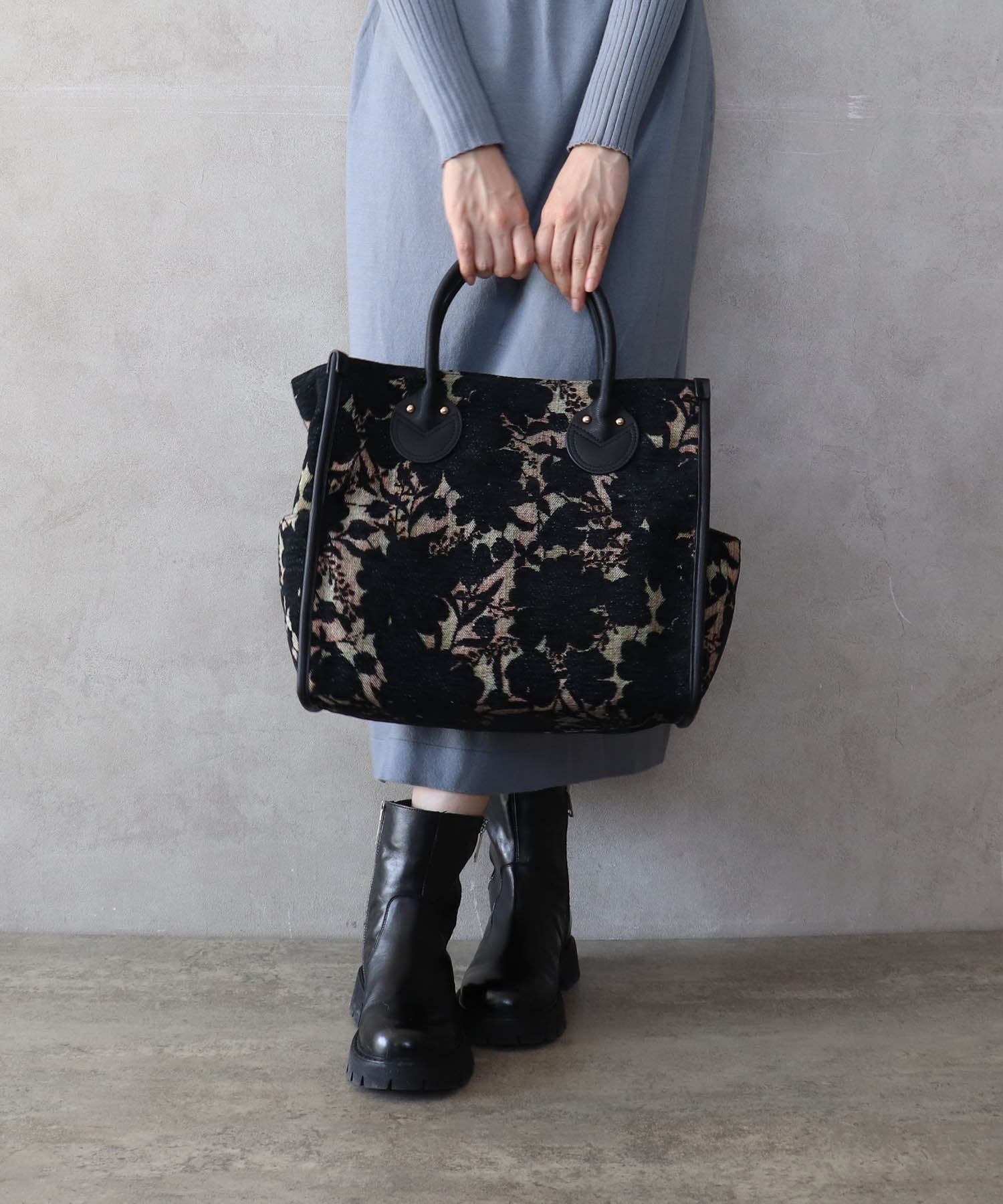 ジャガードスクエアトート