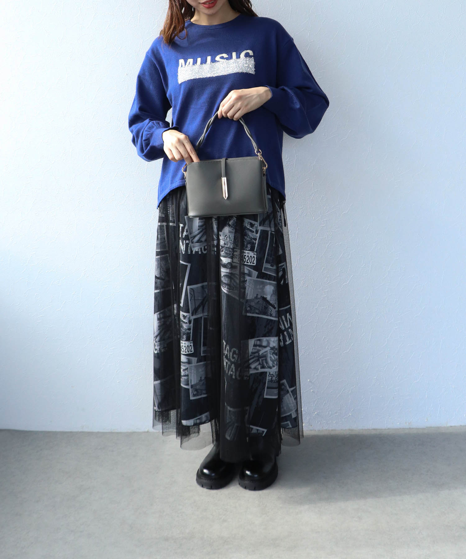 メタルフラップ３つ口ミニショルダーバッグ