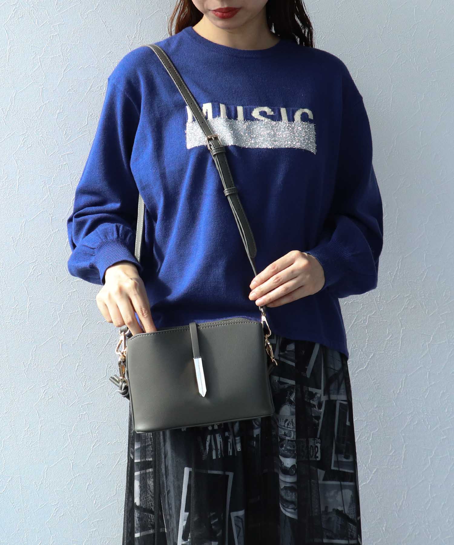 メタルフラップ３つ口ミニショルダーバッグ