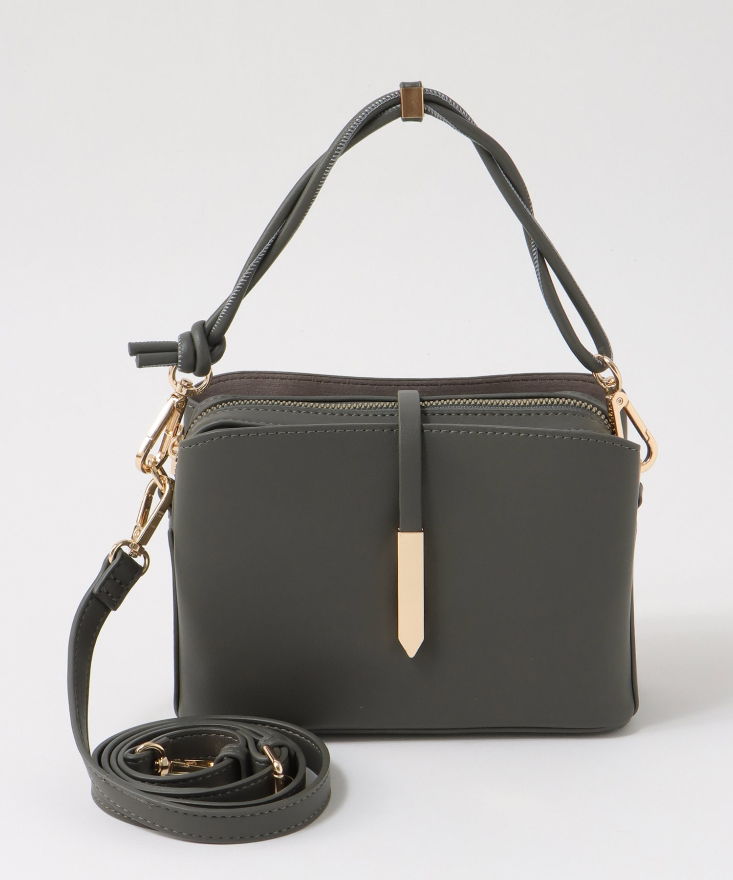 メタルフラップ３つ口ミニショルダーバッグ