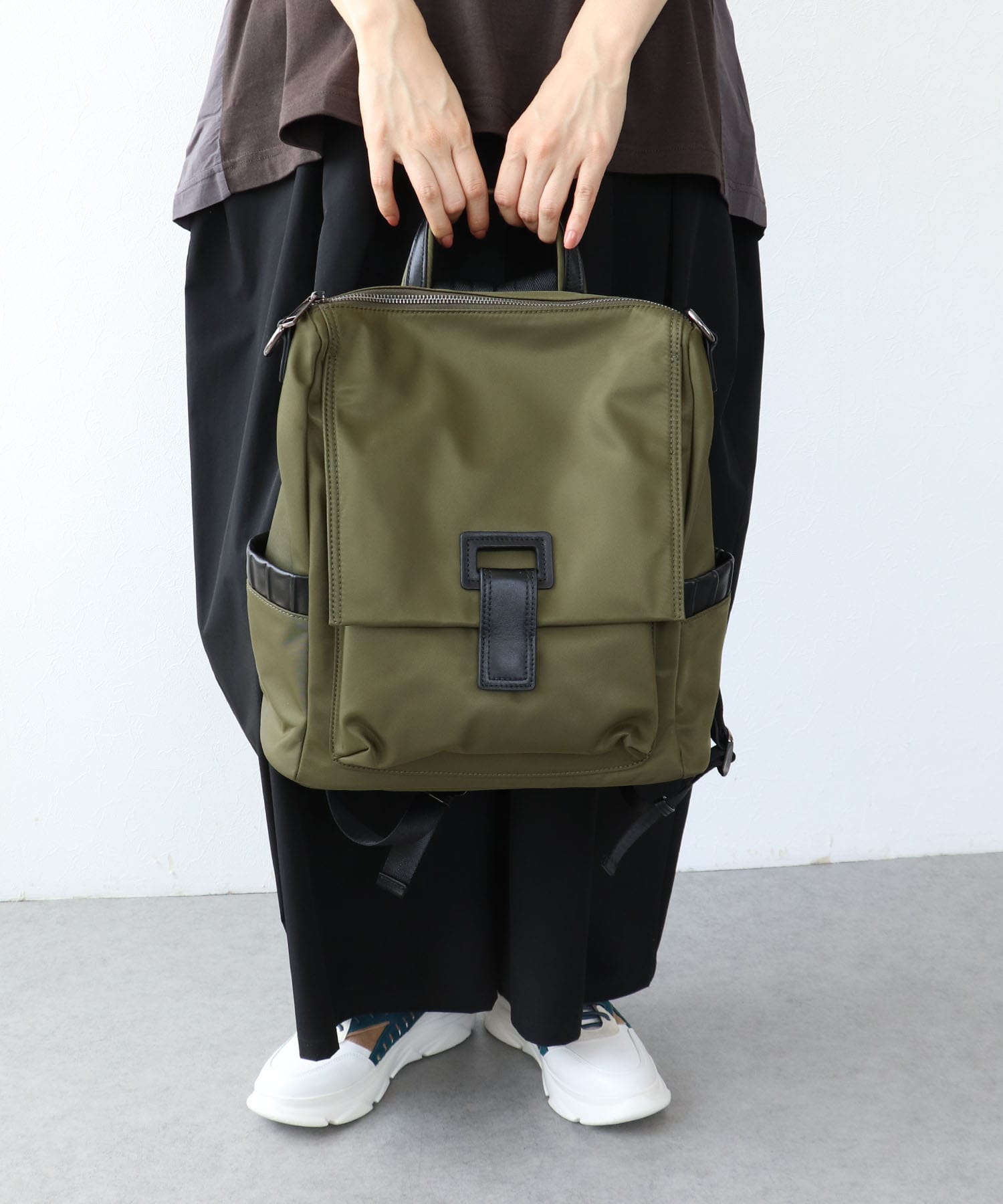 牛革×撥水ナイロン３Wayリュック